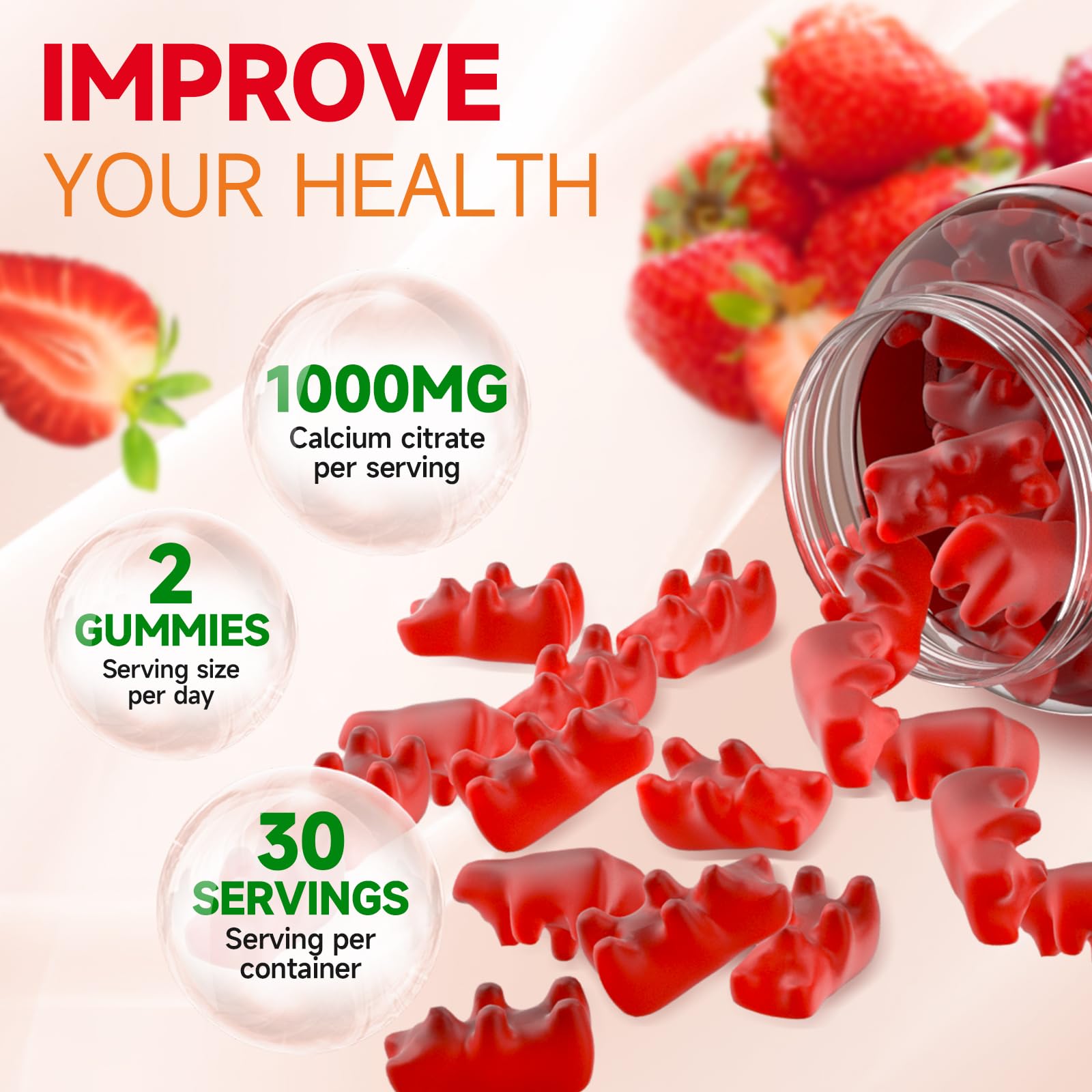 GrnLife Calcium Citrate Gummies on a wooden table