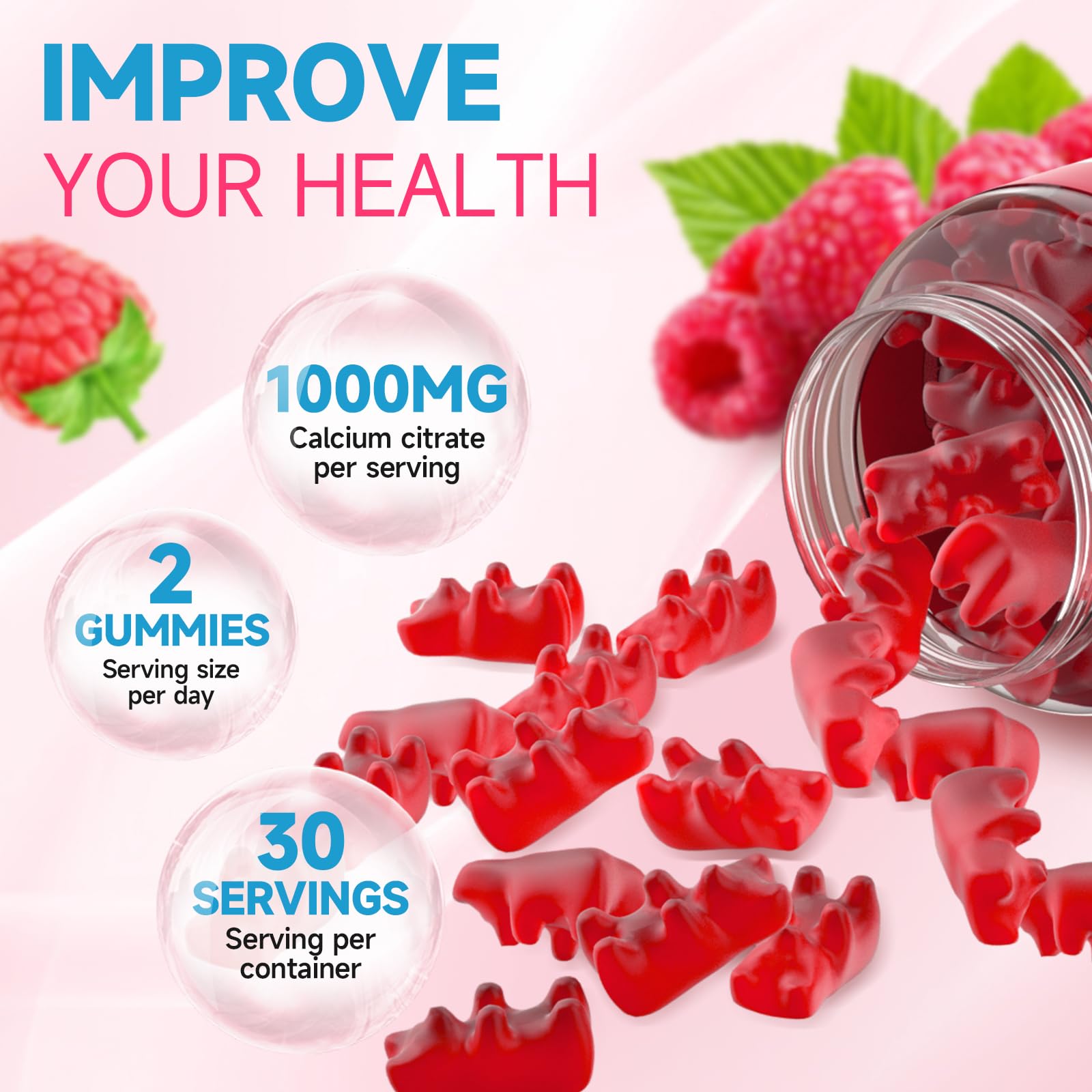 GrnLife Calcium Citrate Gummies on a wooden table