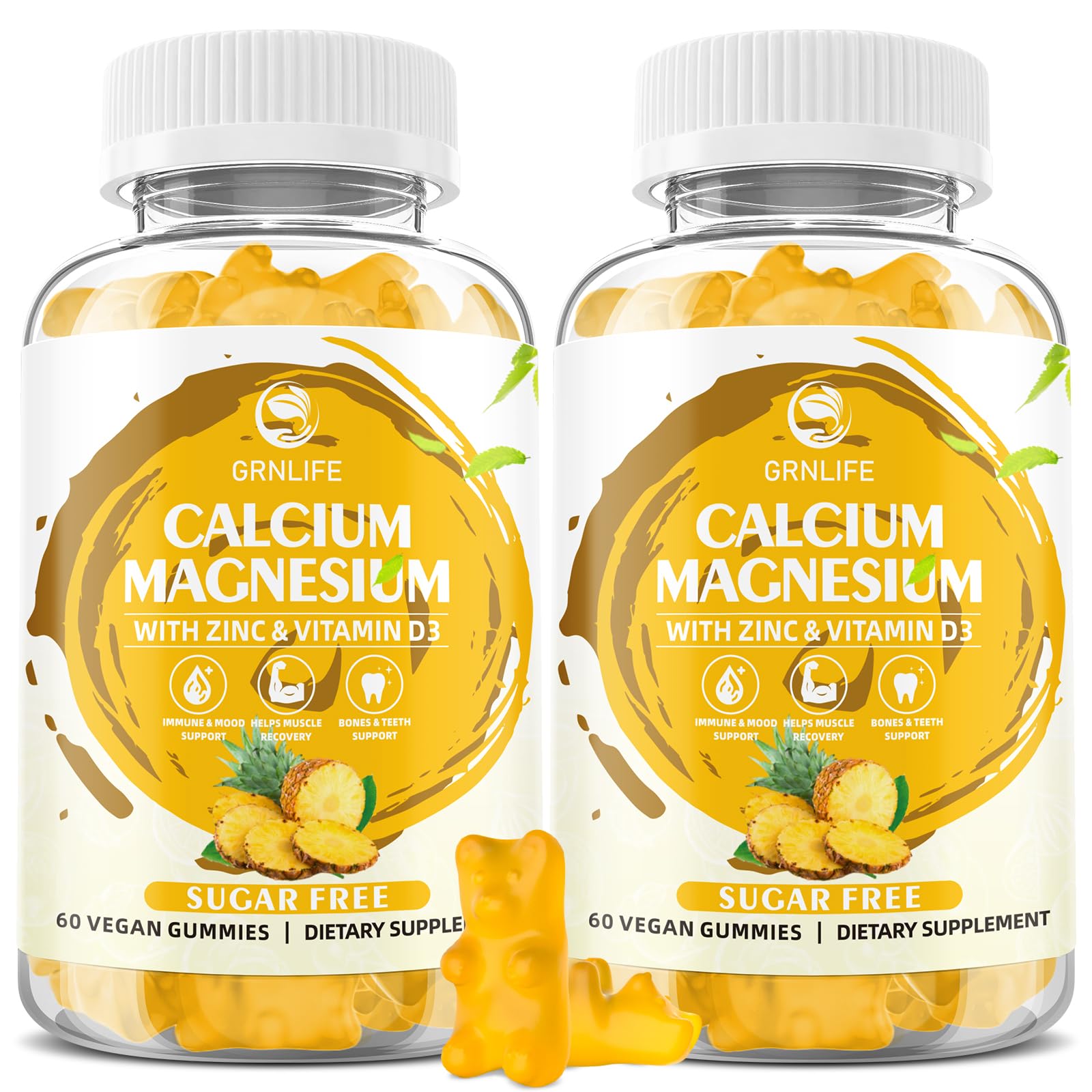 GrnLife Calcium Magnesium Zinc Gummies front view with packaging