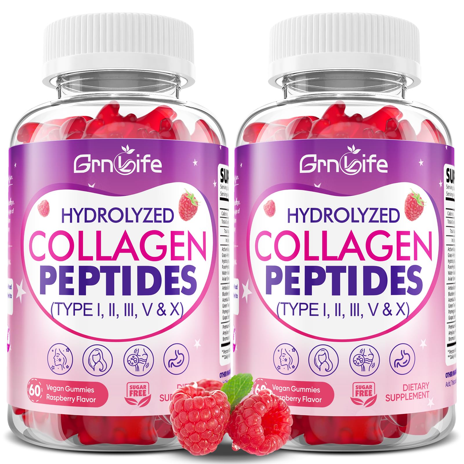 GrnLife Collagen Gummies bottle front view with 60 gummies