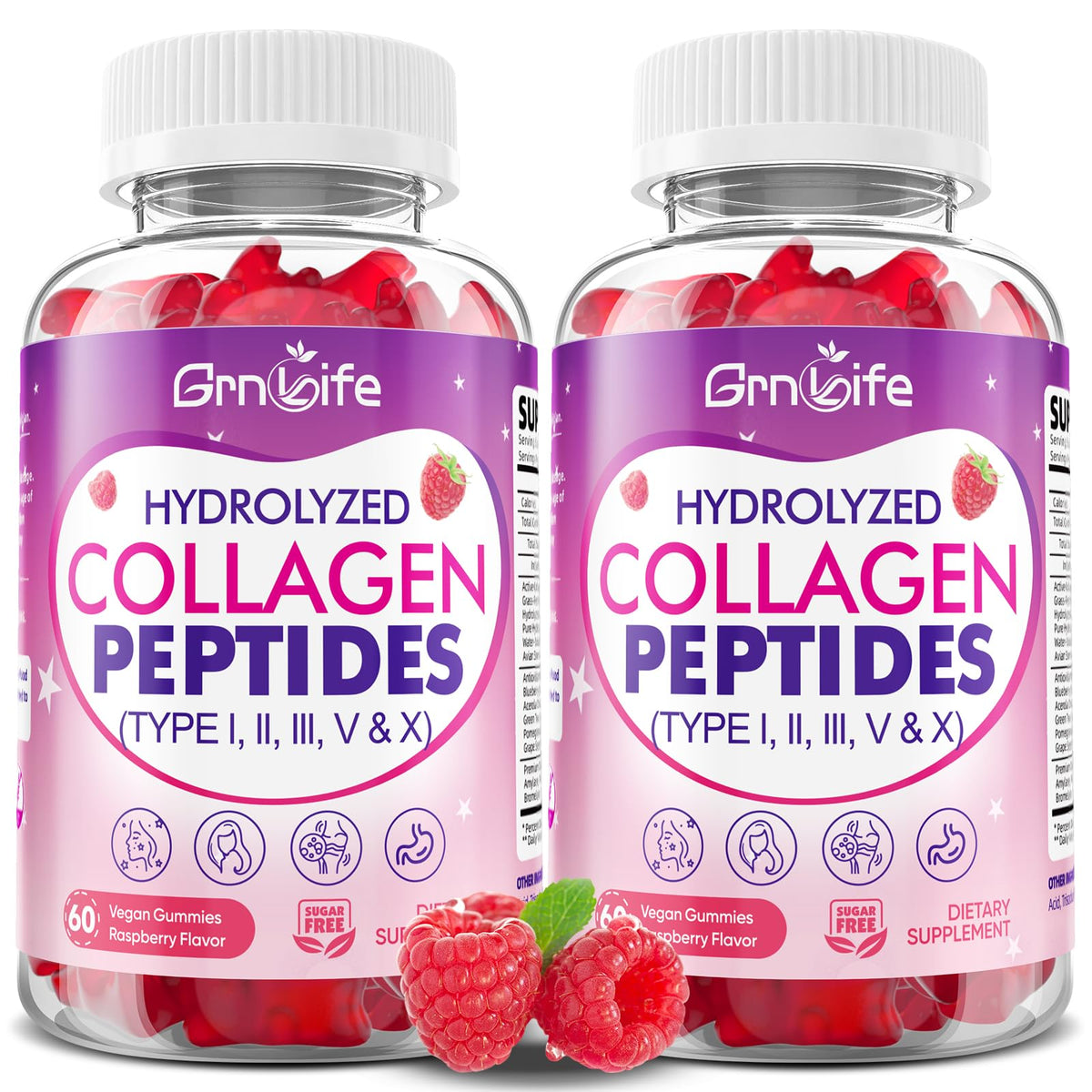 GrnLife Collagen Gummies bottle front view with 60 gummies