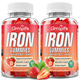 GrnLife Iron Gummies 60 count front view with strawberry flavour
