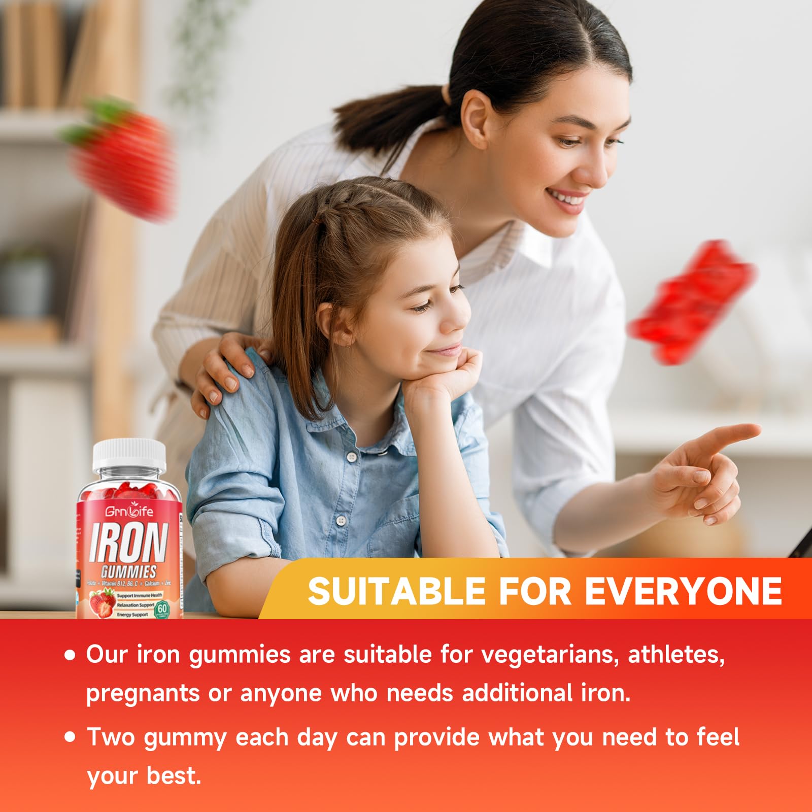 GrnLife Iron Gummies showing the back of the packaging