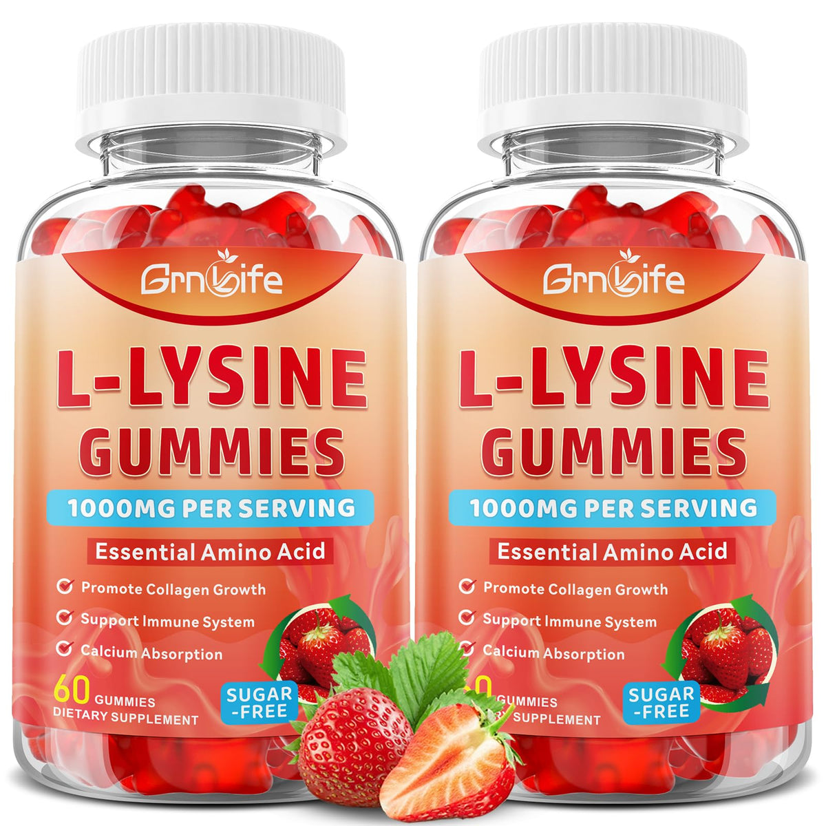 GrnLife L-Lysine Gummies 1000mg front view of packaging