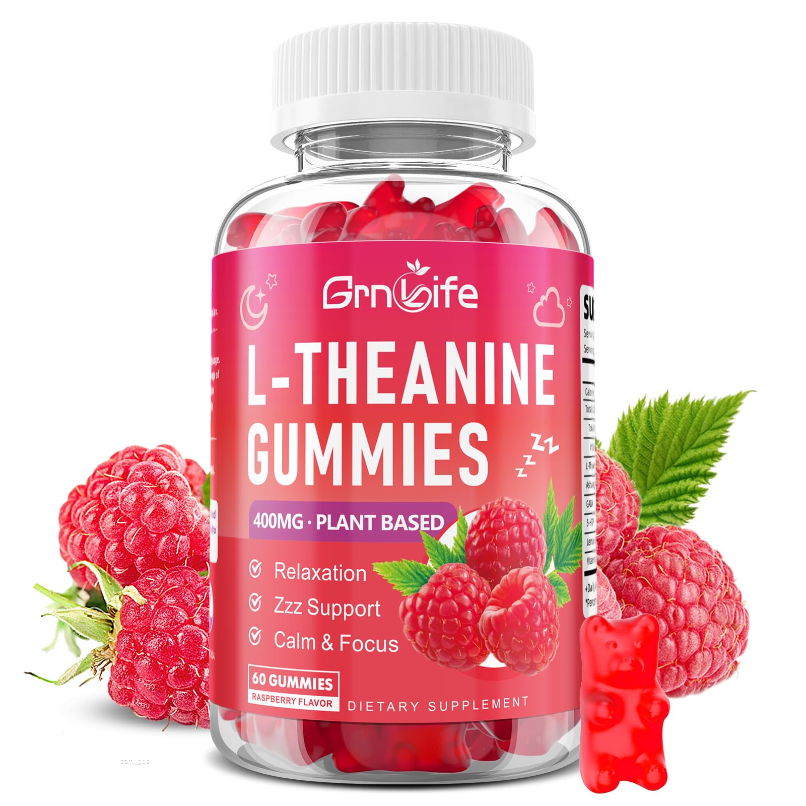 GrnLife L-Theanine Gummies 400mg bottle front view