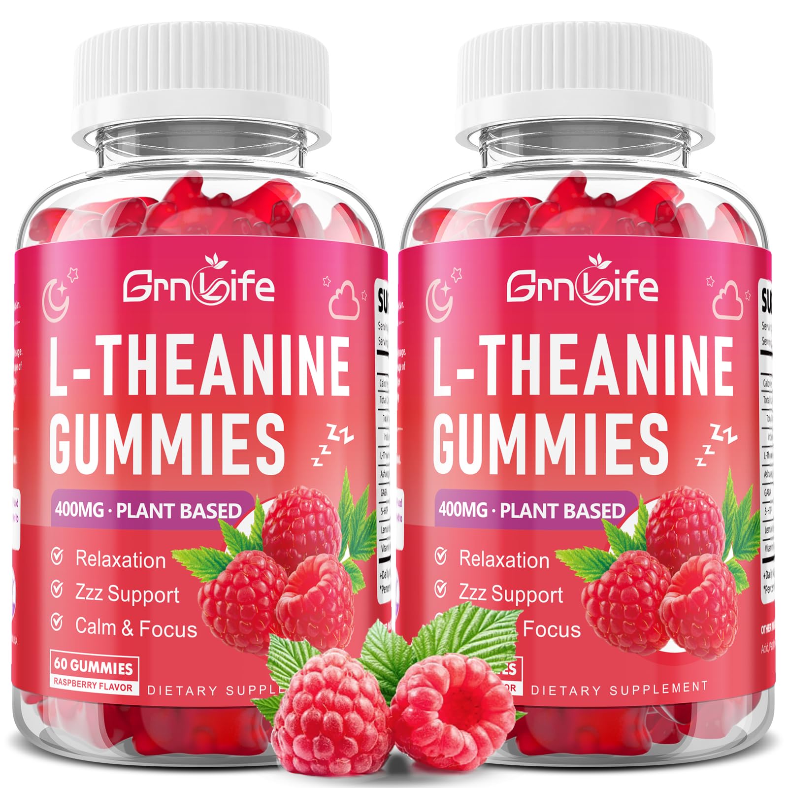 GrnLife L-Theanine Gummies 400mg front view with packaging