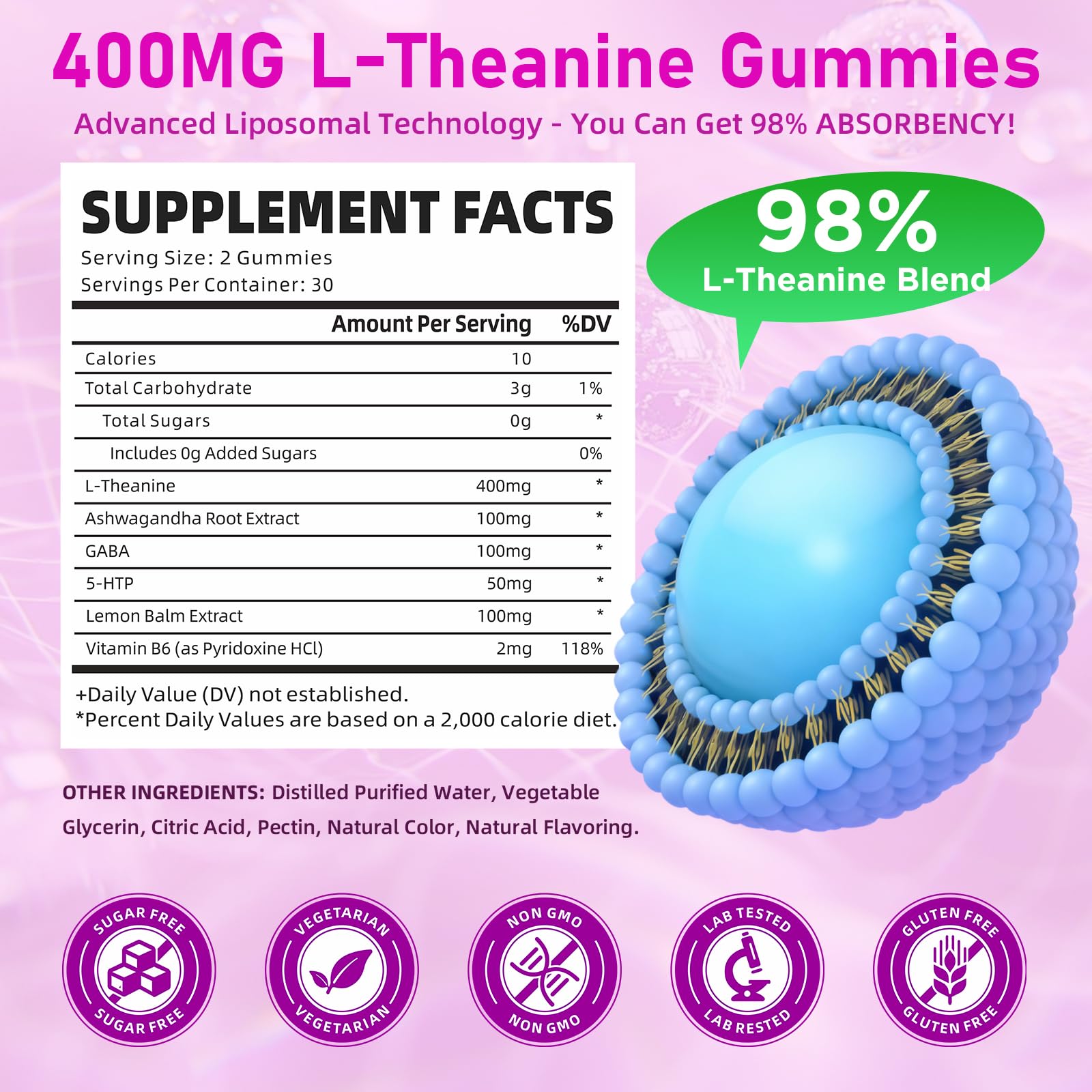 GrnLife L-Theanine Gummies 400mg side view showing gummy texture