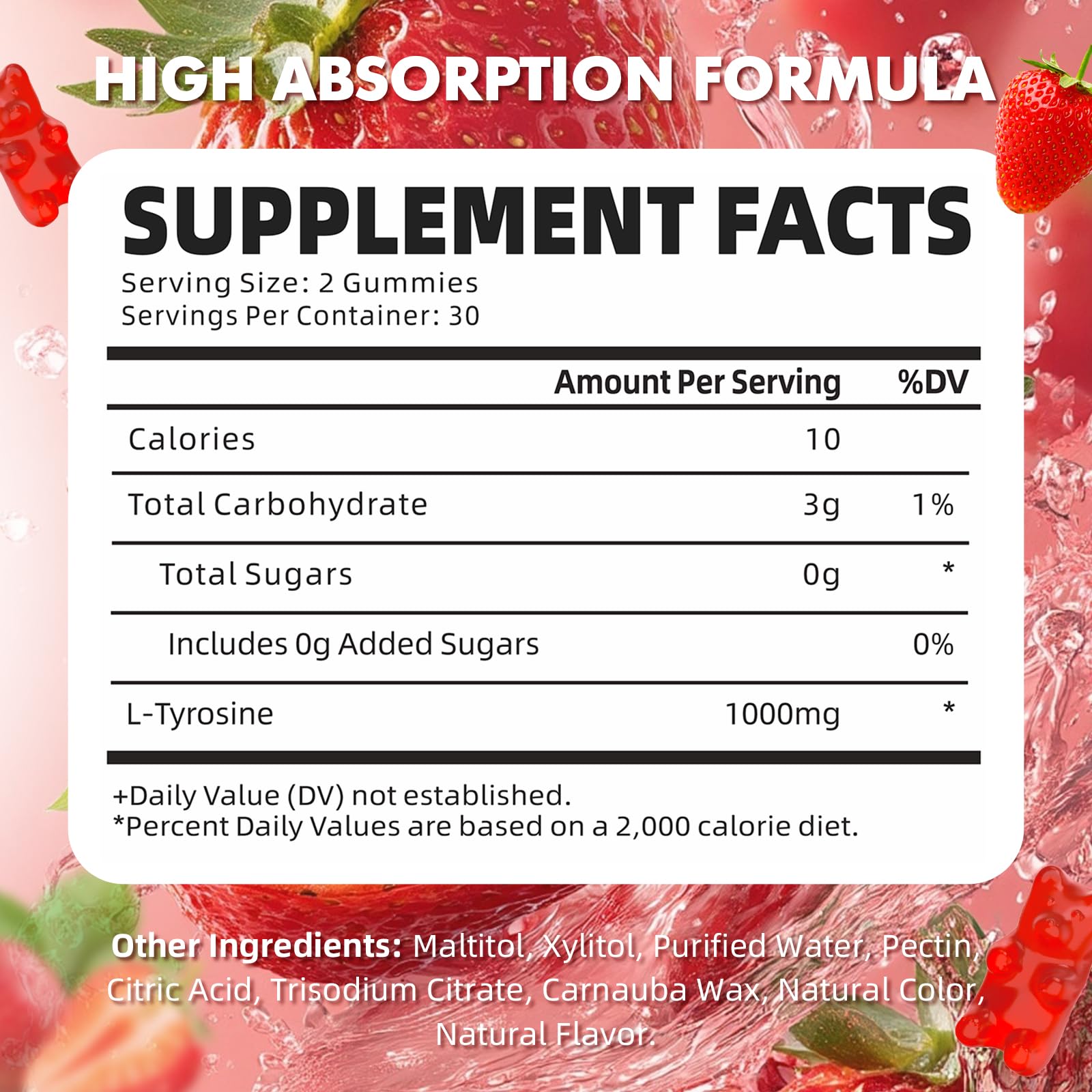 GrnLife L Tyrosine Gummies 1000mg bottle side view