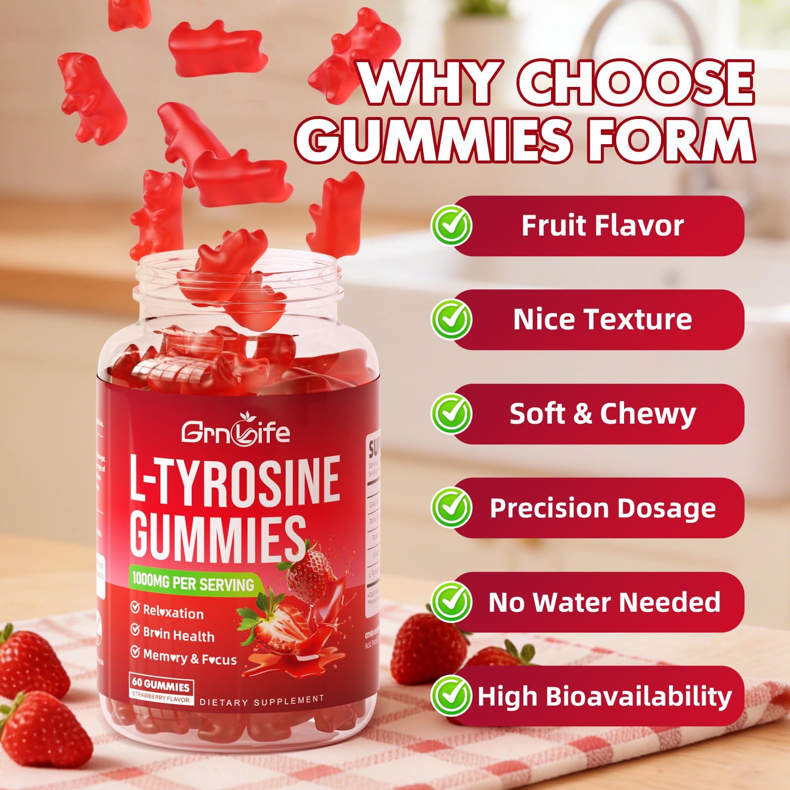 GrnLife L Tyrosine Gummies 1000mg lifestyle scene