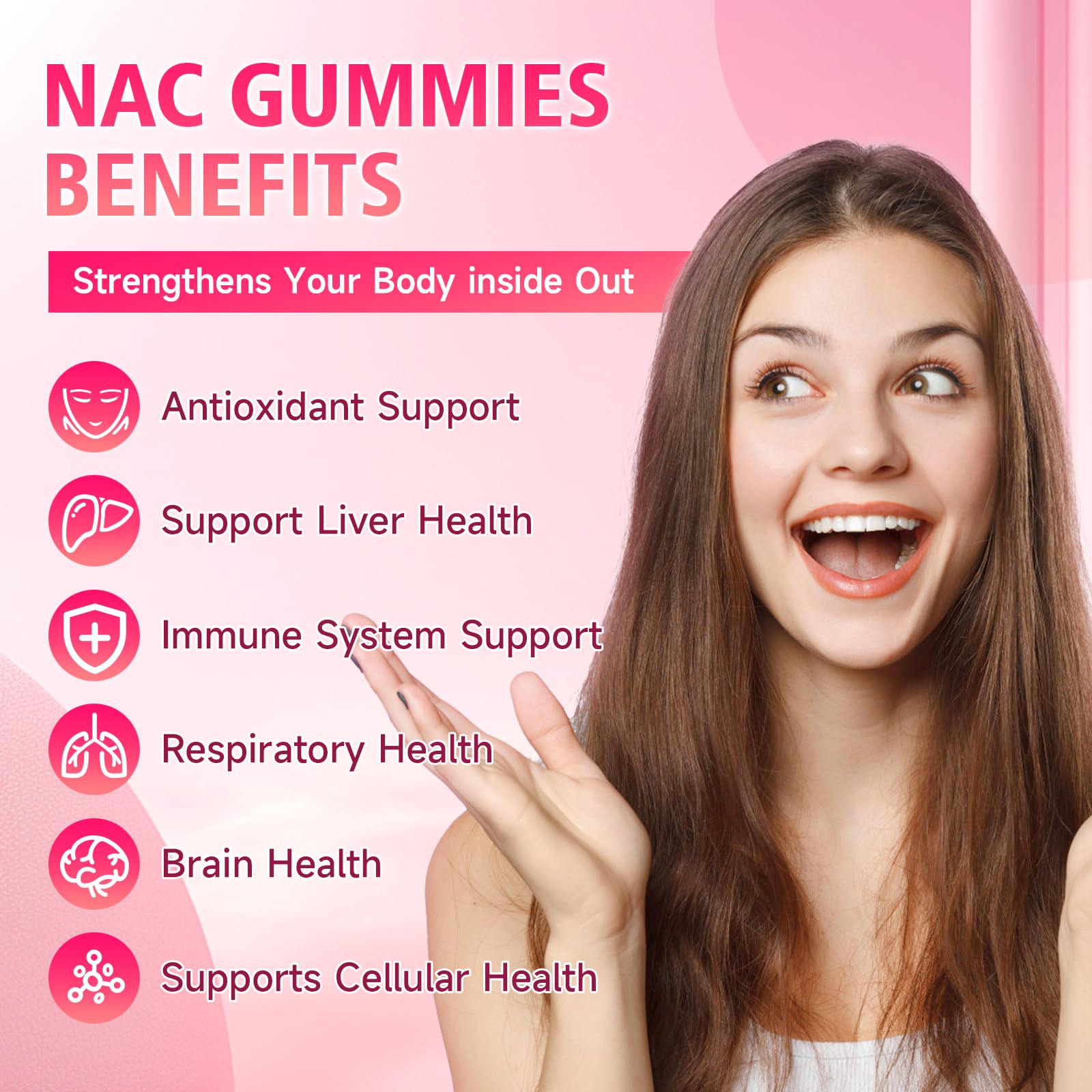 GrnLife NAC Gummies 1000MG raspberry flavour gummies close-up