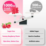 GrnLife NAC Gummies 1000MG raspberry flavour gummies on a table