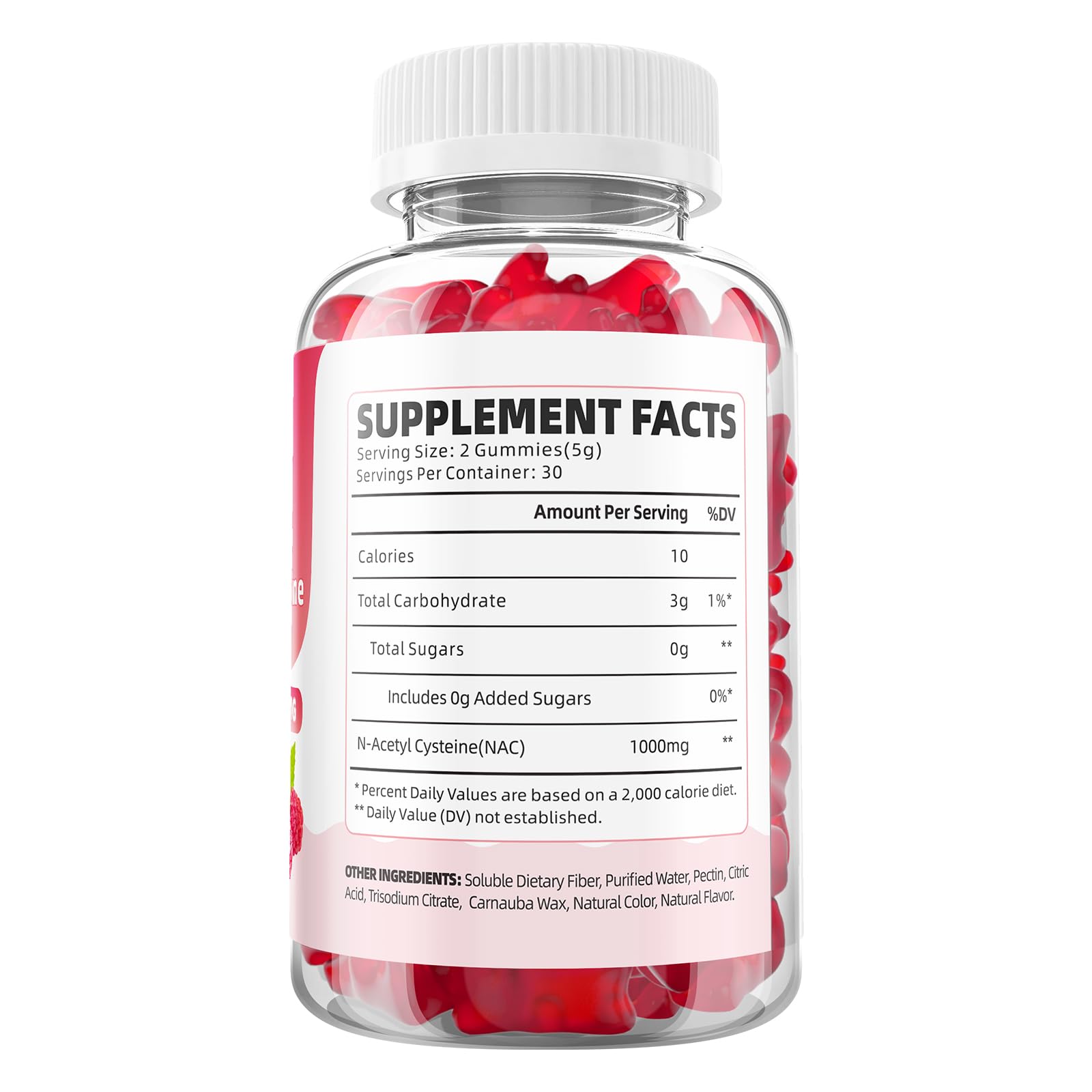 GrnLife NAC Gummies 1000MG raspberry flavour ingredients list