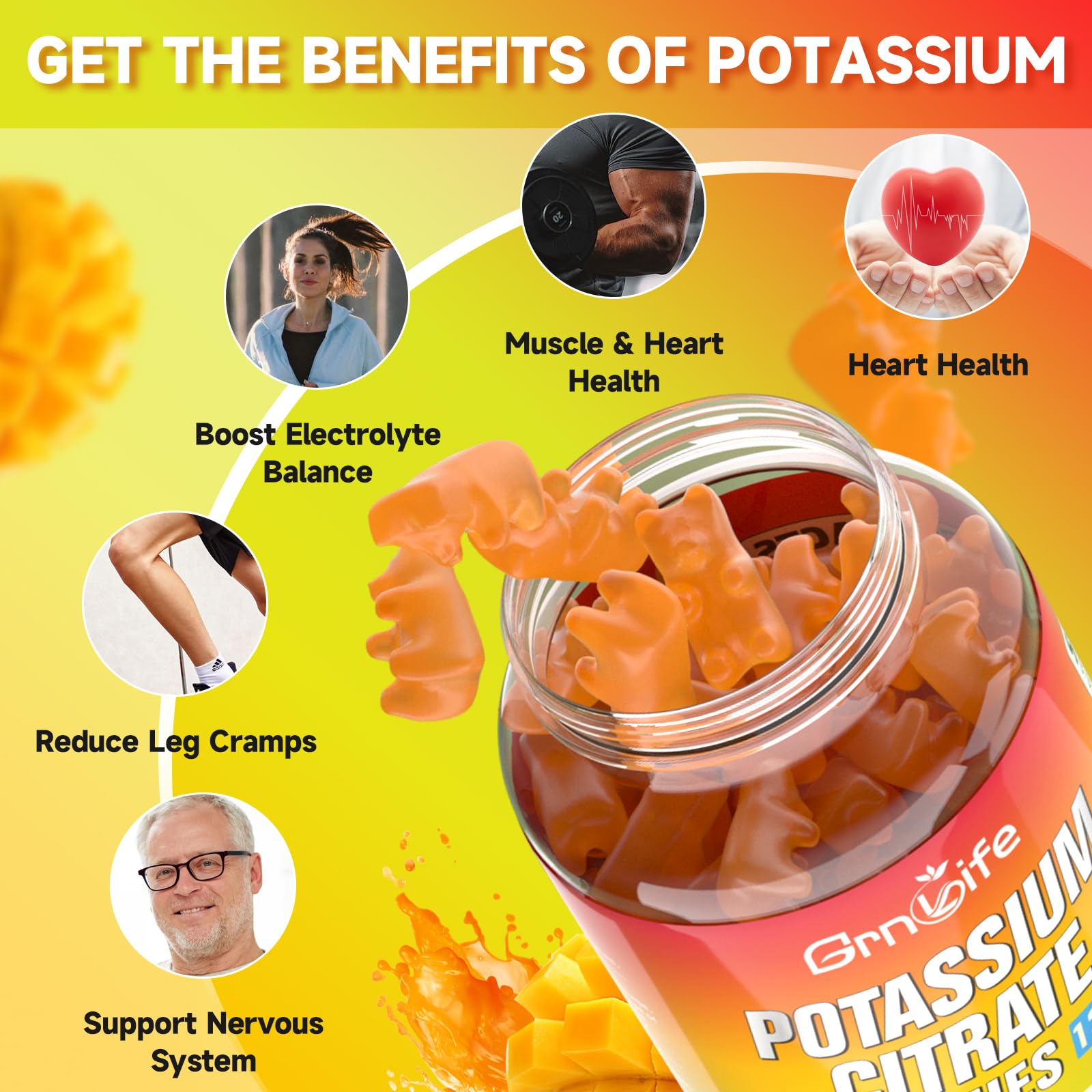 GrnLife Potassium Citrate Gummies 1200mg close-up of gummies