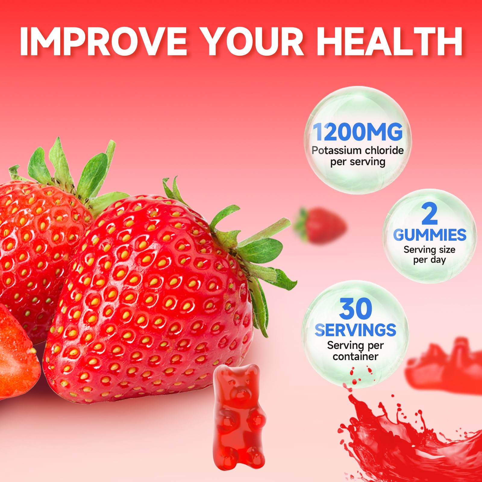 GrnLife Potassium Gummies 1200mg back view with ingredient list