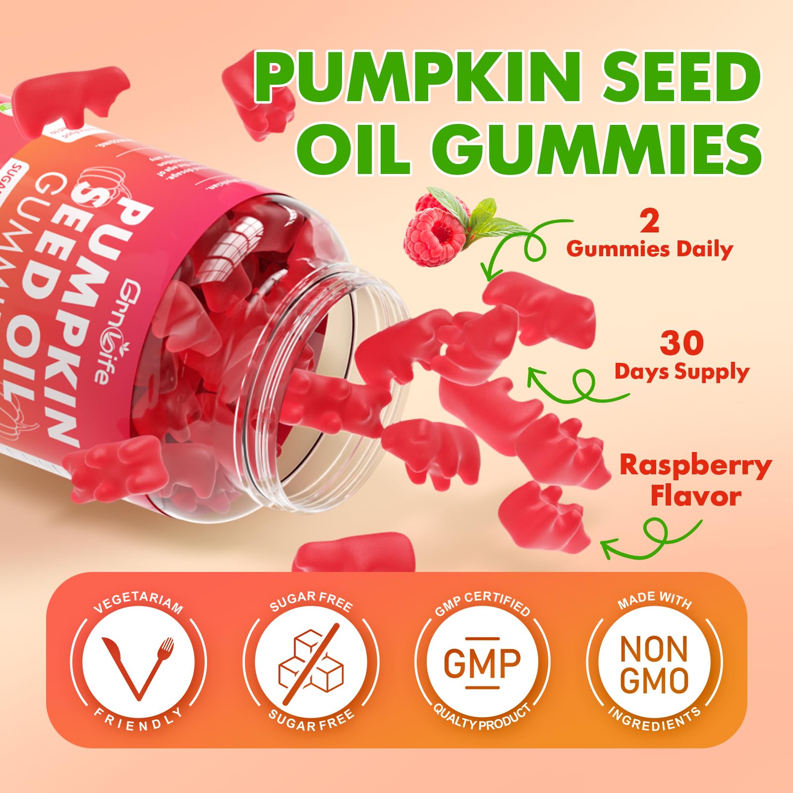 GrnLife Pumpkin Seed Oil Gummies nutritional information label