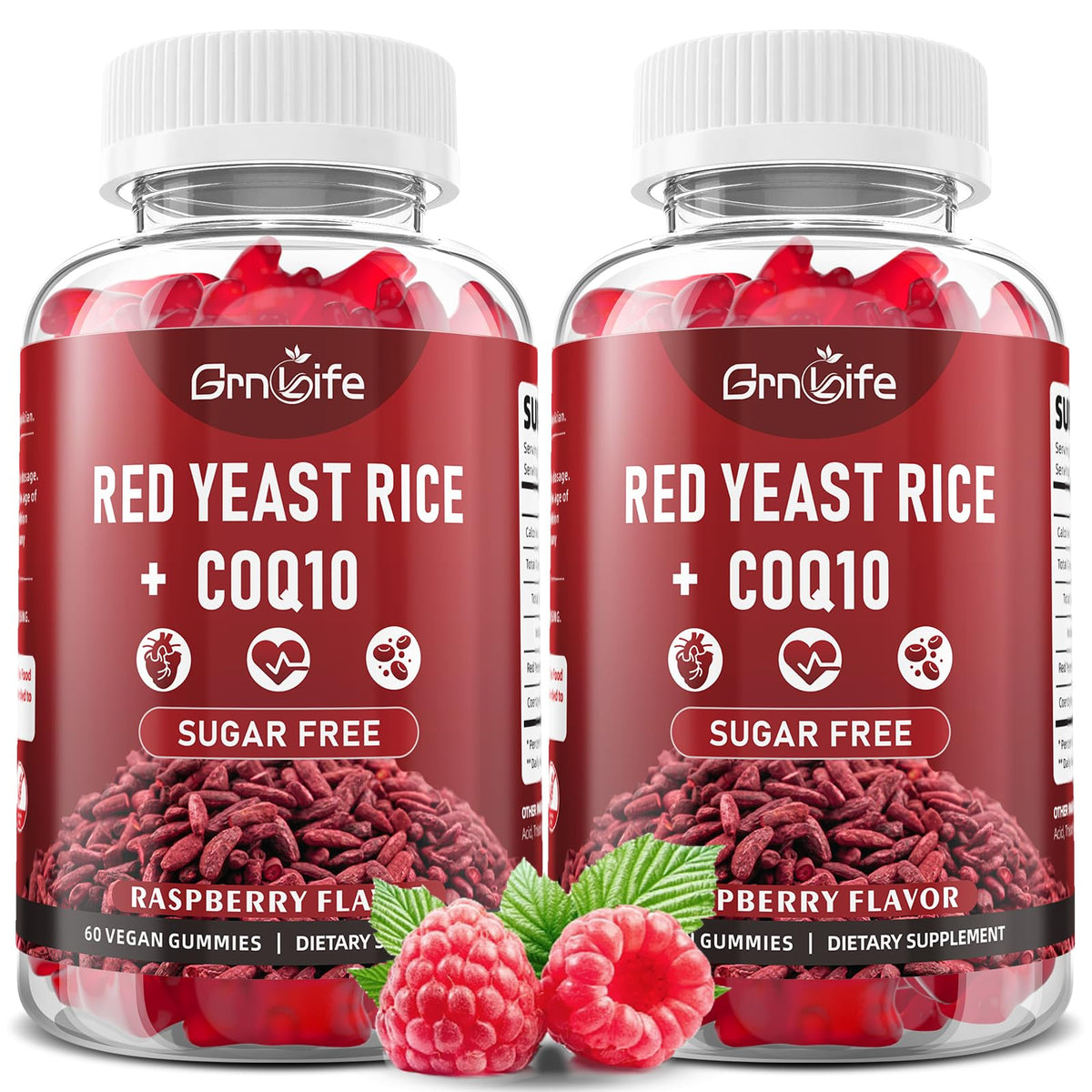 GrnLife Red Yeast Rice Gummies with CoQ10 1200mg front view