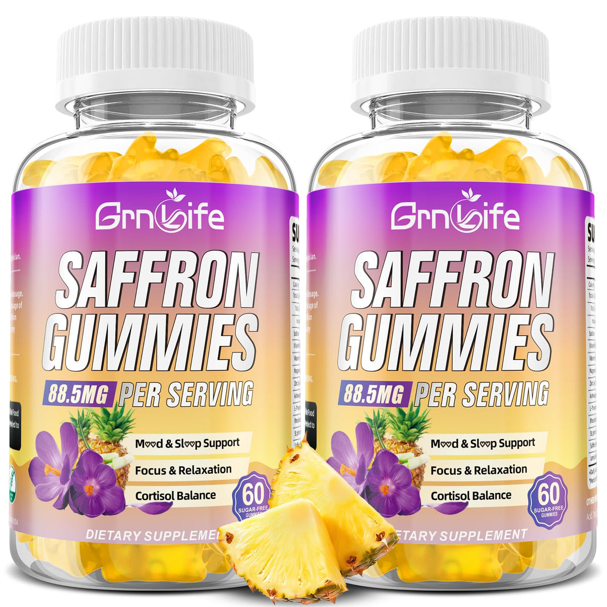 GrnLife Saffron Gummies front view with packaging