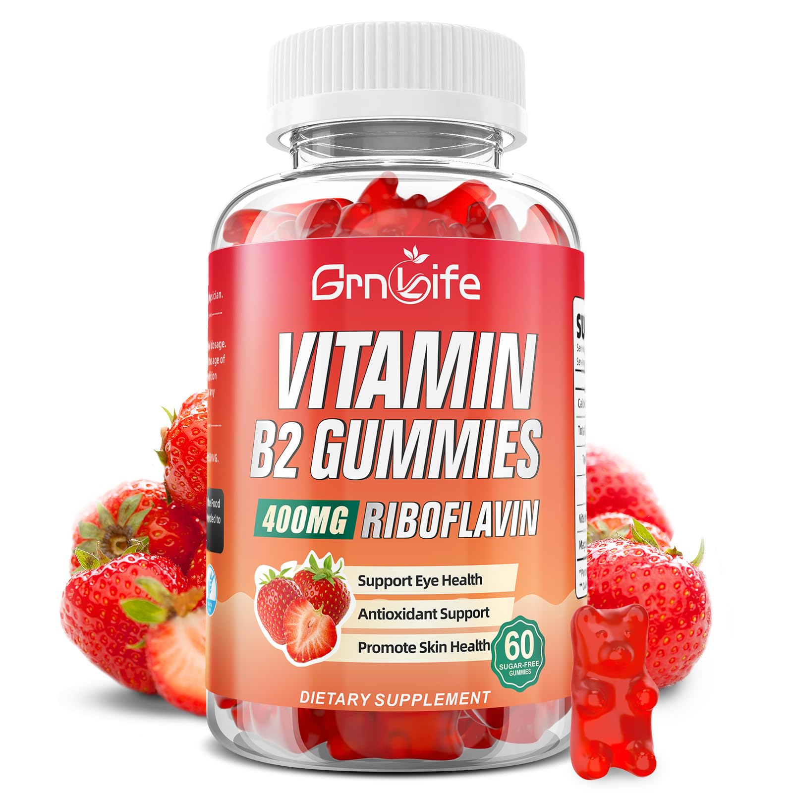 GrnLife Vitamin B2 Gummies 400mg bottle front view