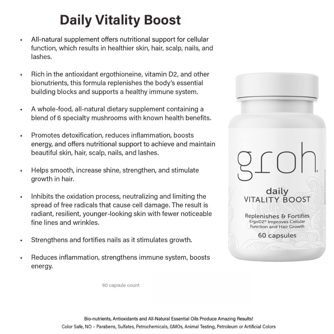 GROH All-Natural Blended Vitamin & Mineral Supplement in a kitchen setting
