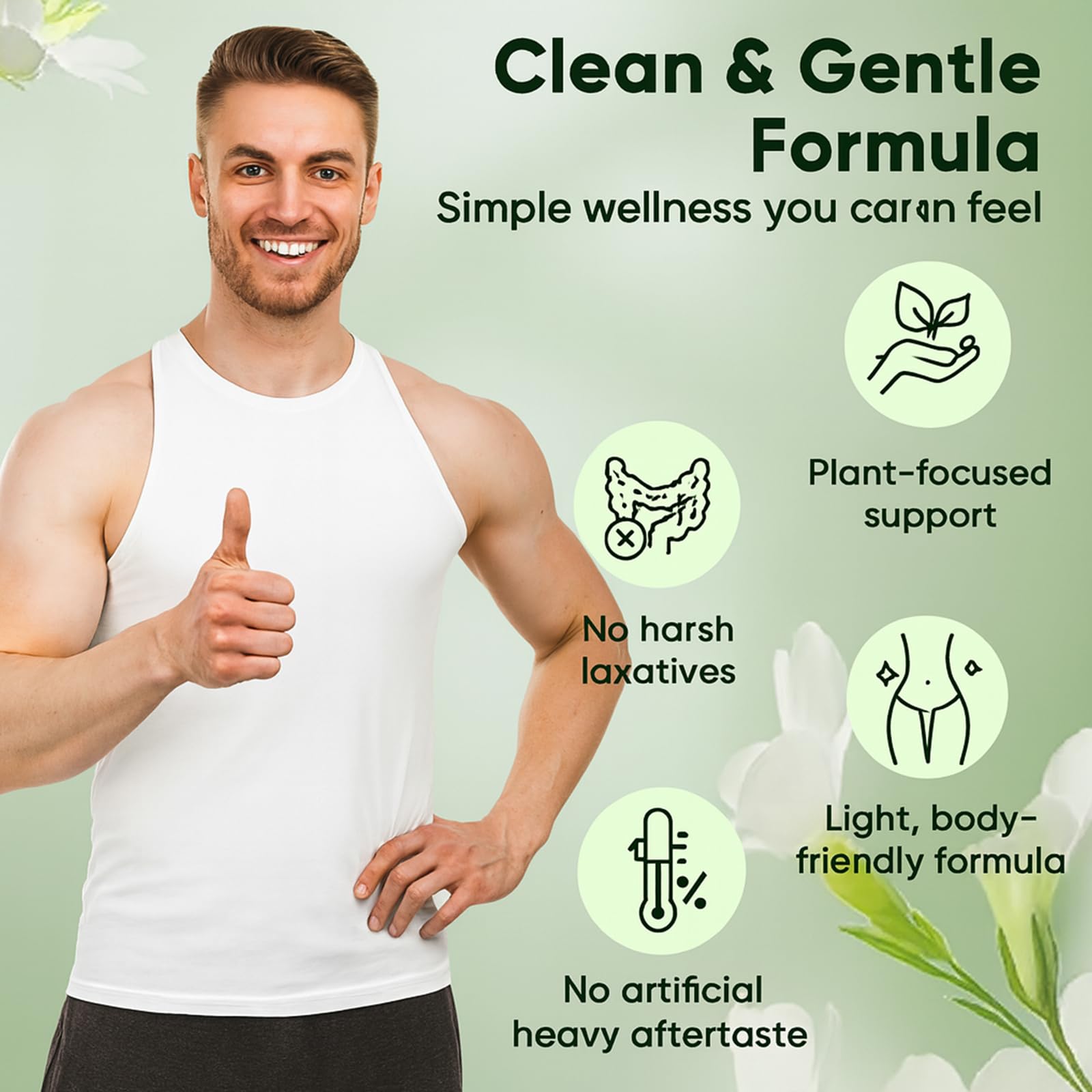 GROHESE Peach Mango Debloat Powder lifestyle scene with smoothie