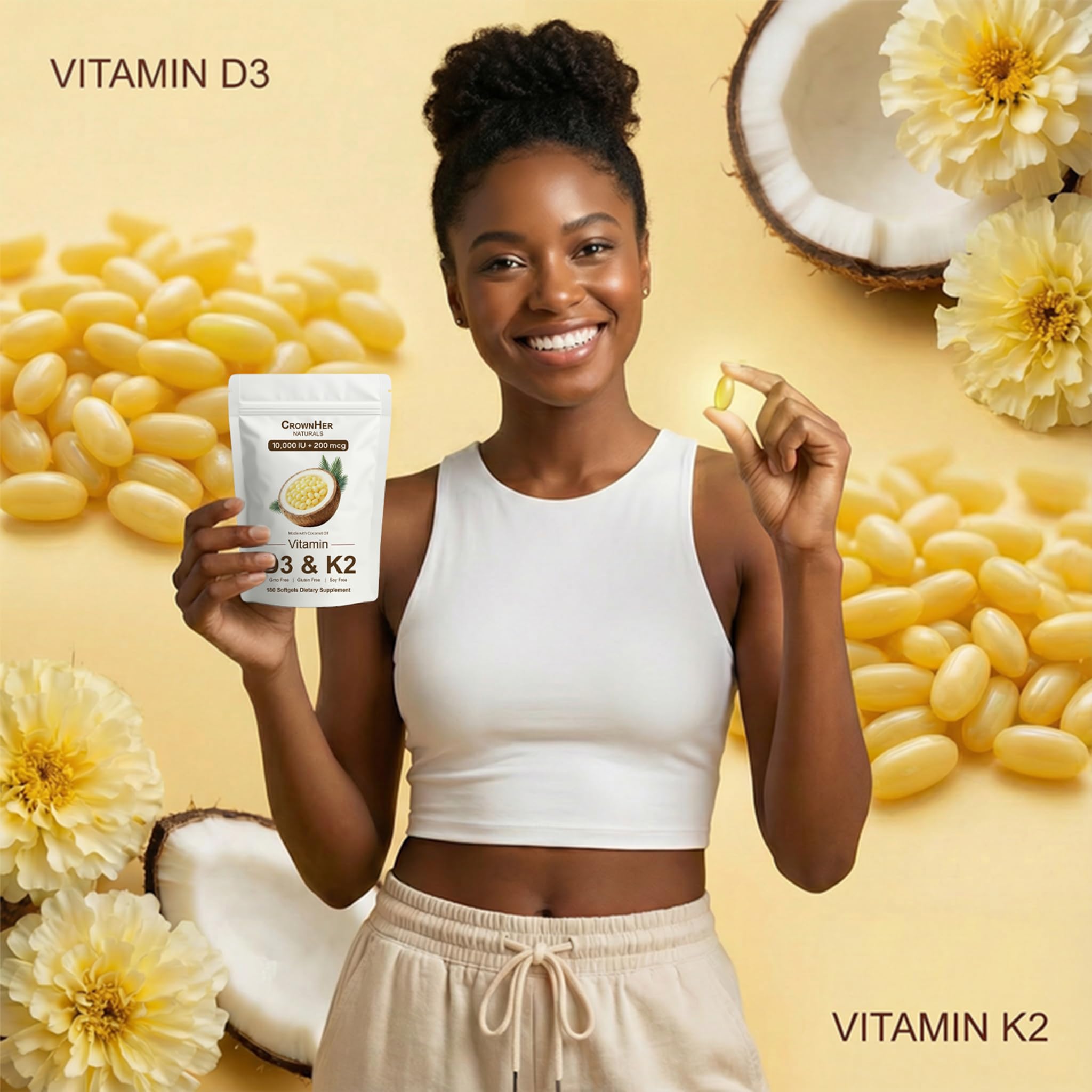 GROHESE Vitamin D3 & K2 Softgels in a lifestyle setting