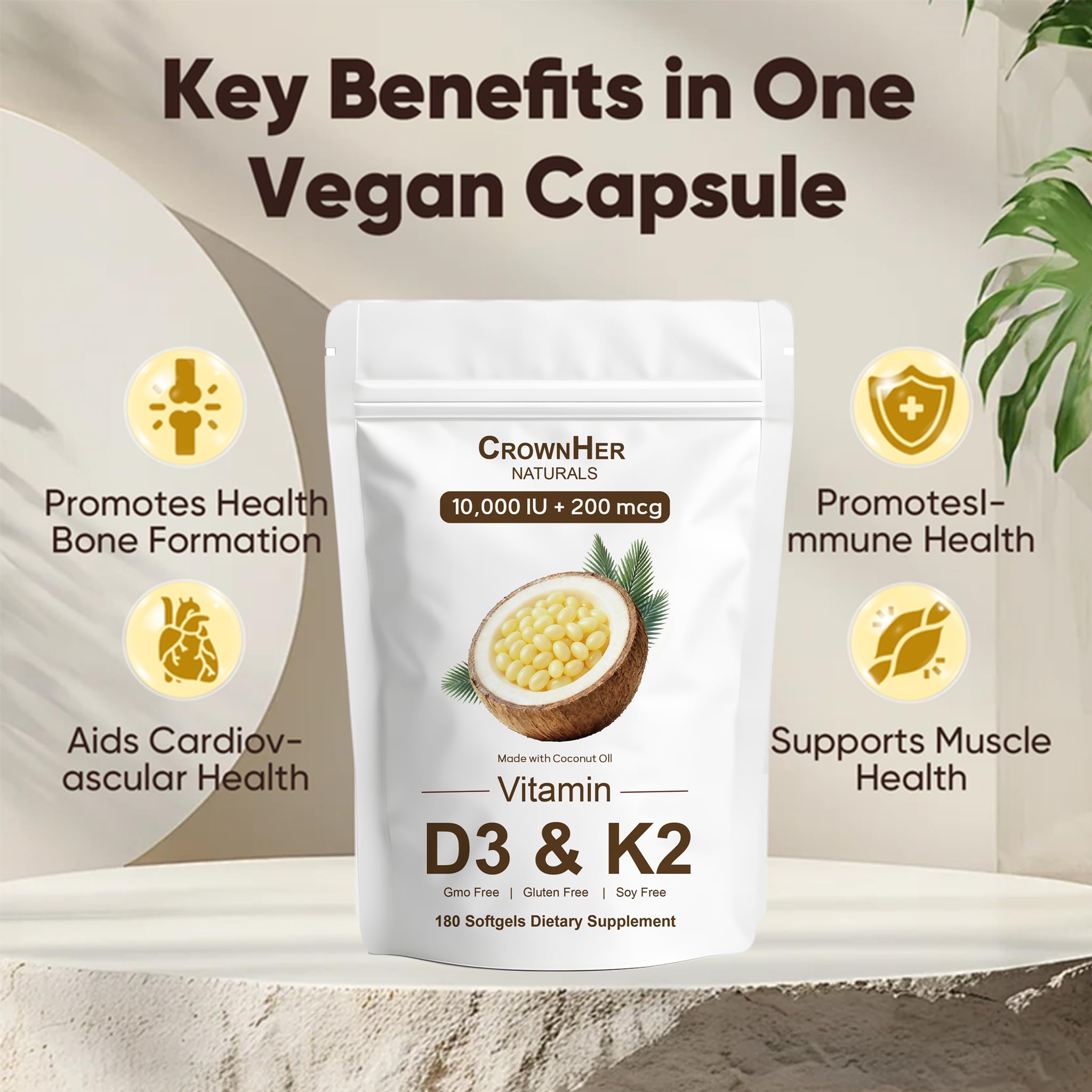 GROHESE Vitamin D3 & K2 Softgels side view with softgel