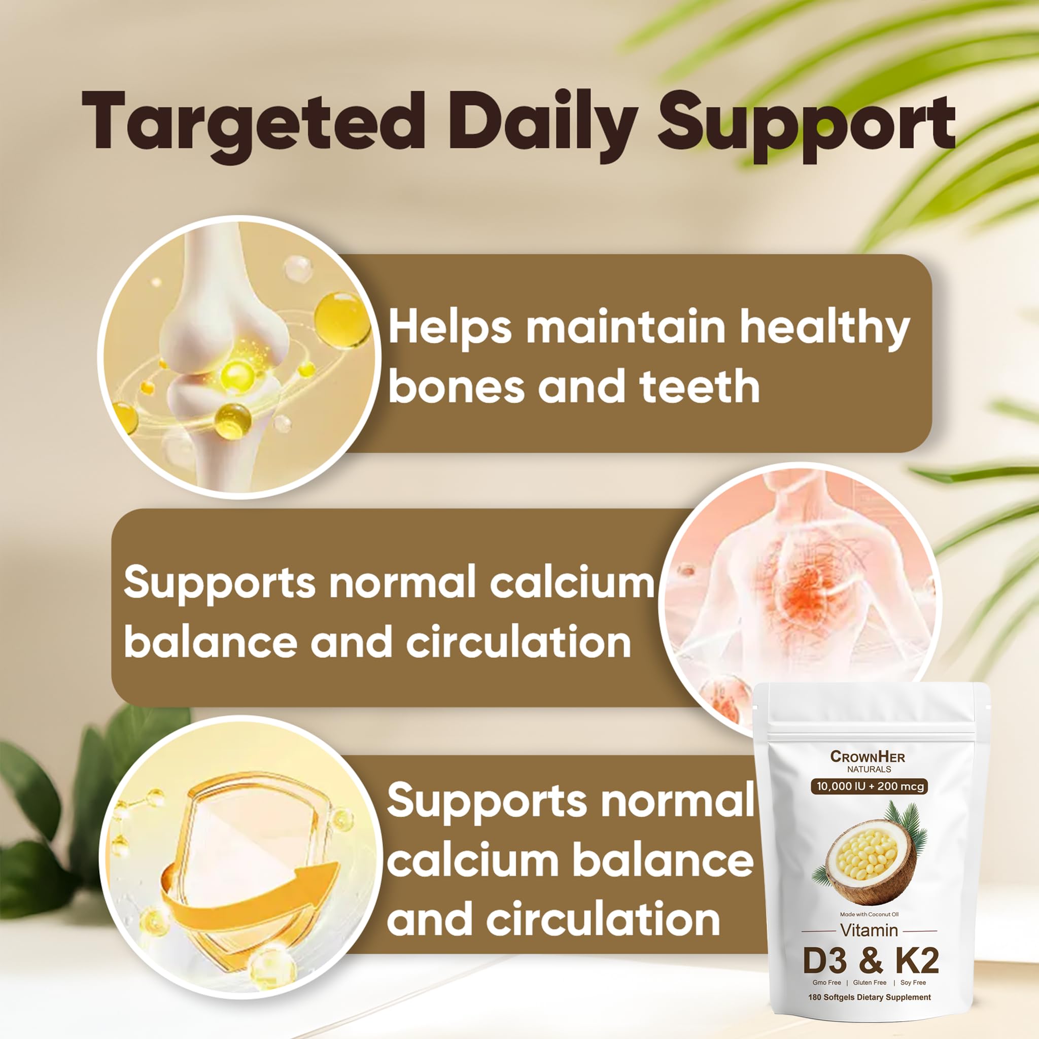 GROHESE Vitamin D3 & K2 Softgels with organic coconut oil
