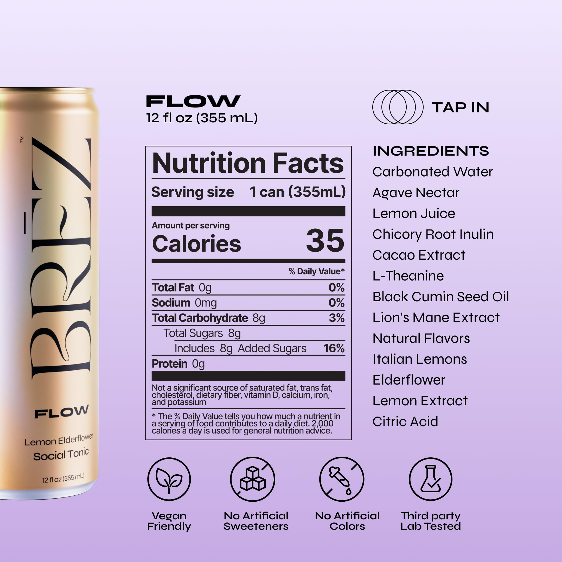 Group of BREZ Flow Adaptogenic Drink cans in a cooler