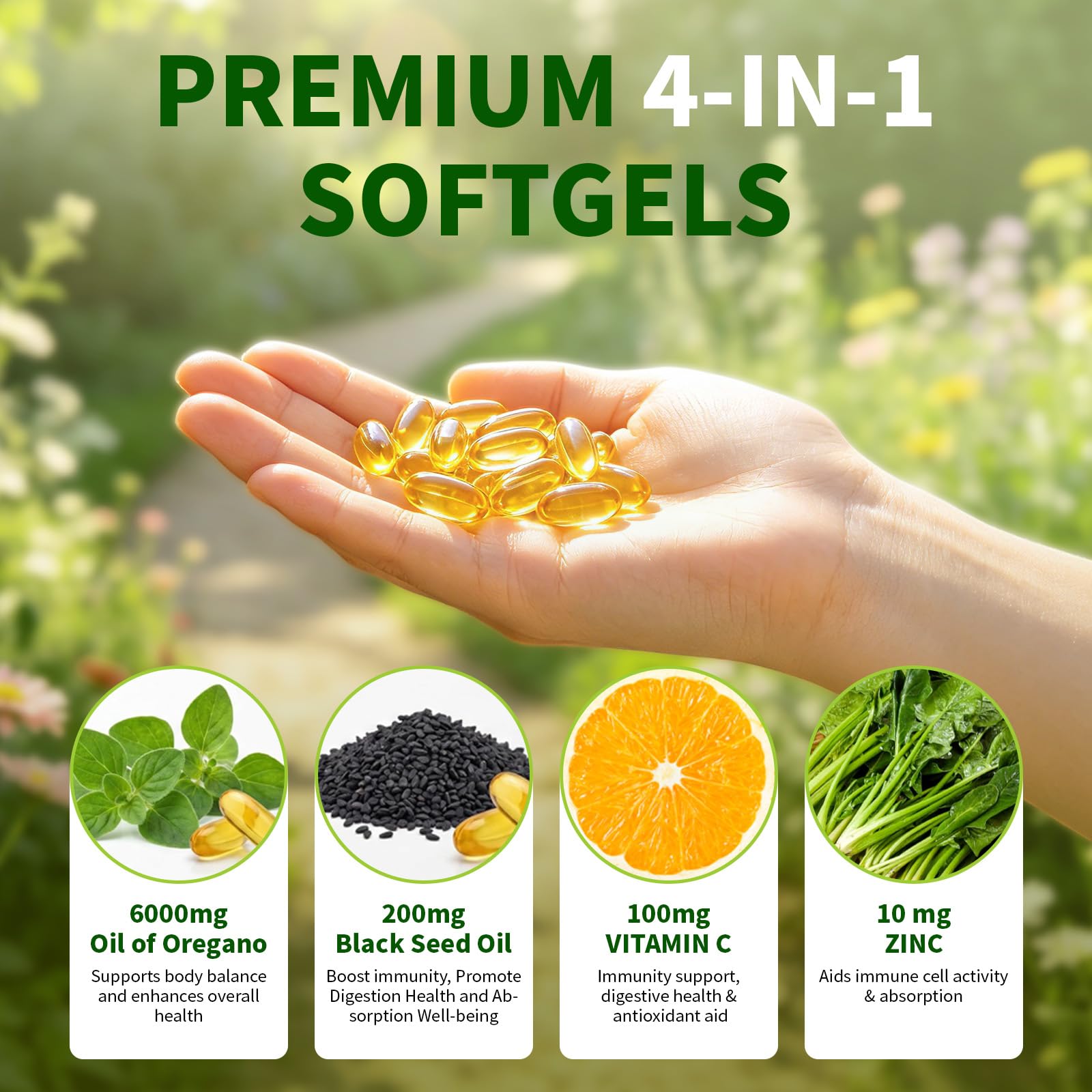Grovenix Organic Oregano Oil Softgels with Black Seed Oil ingredients