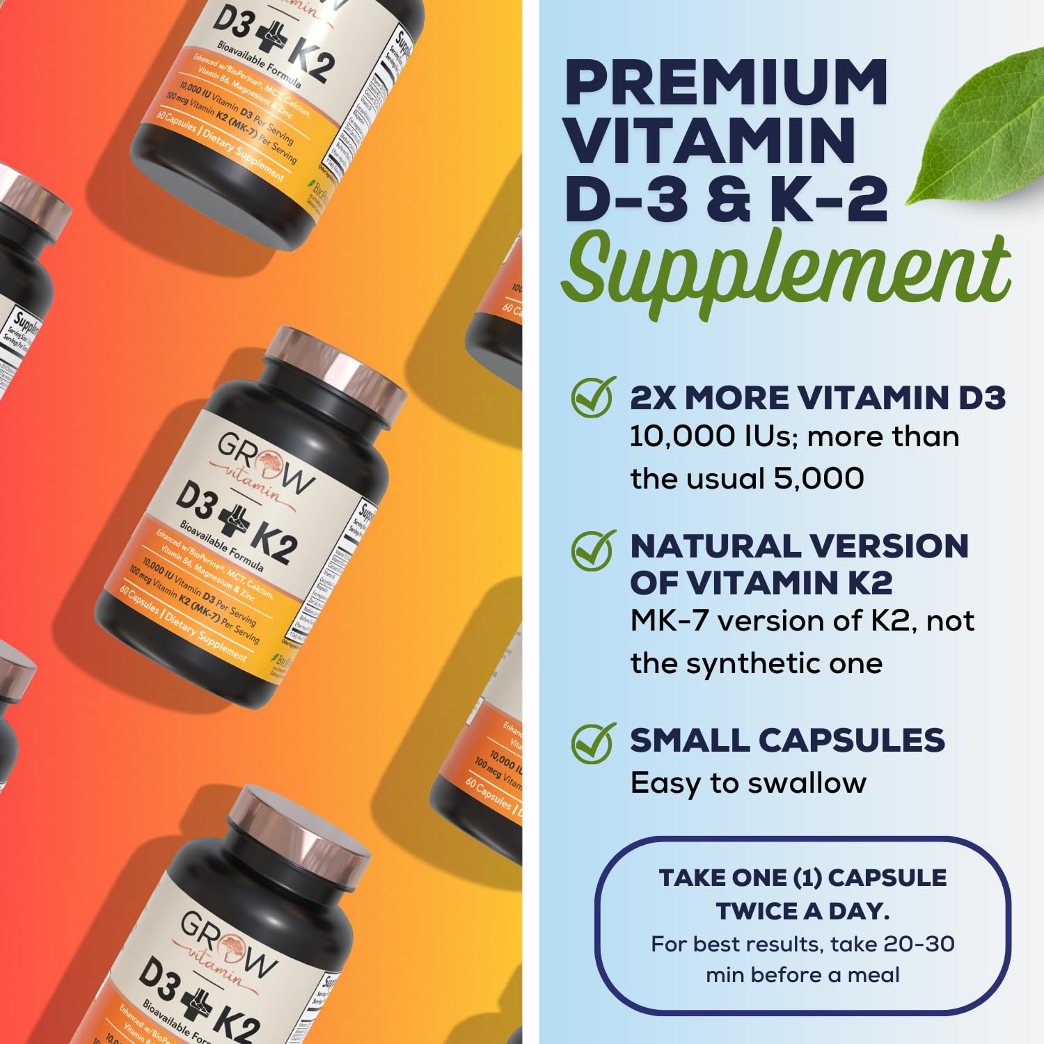 grow vitamin D3 & K2 Capsules 10,000 IU ingredients list