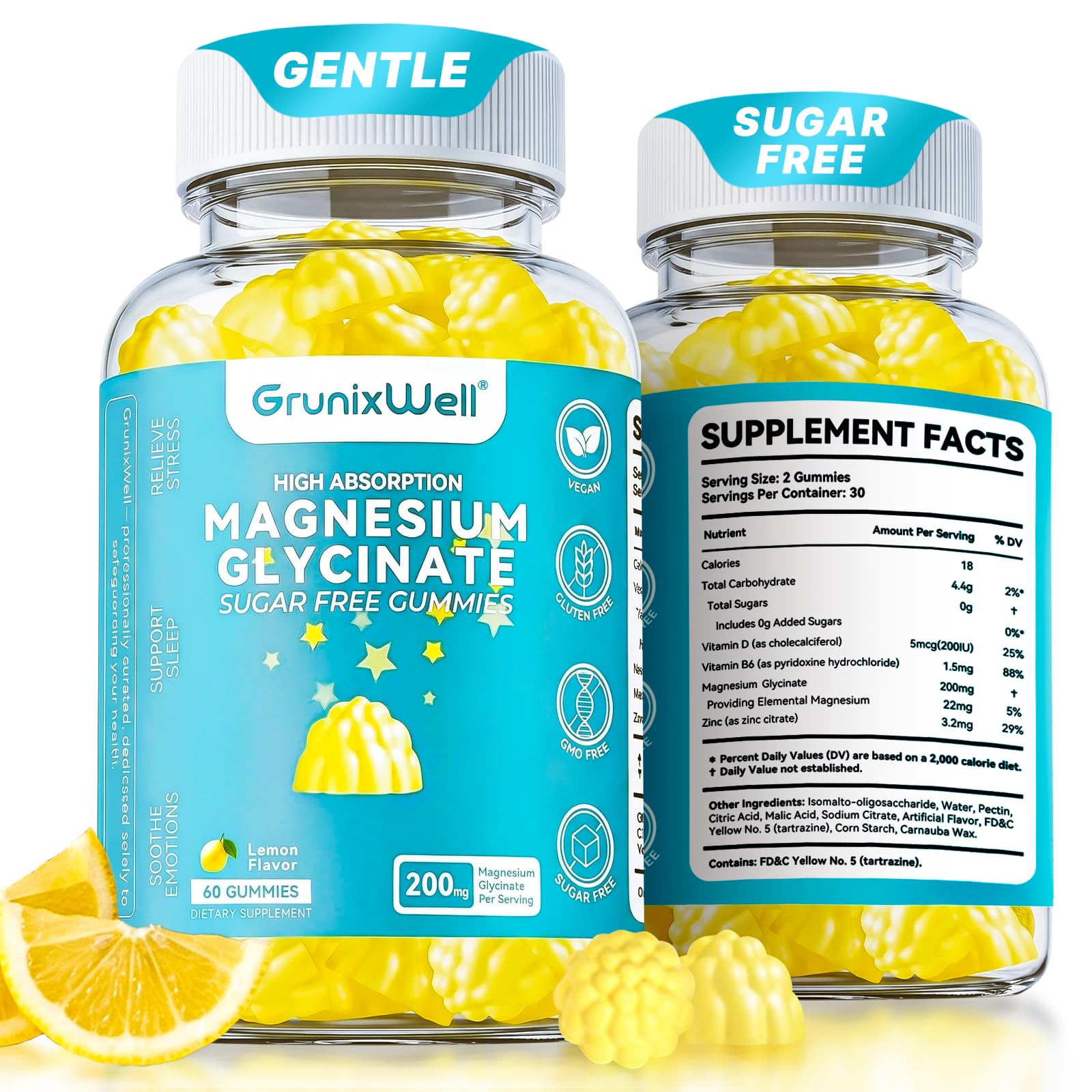 GrunixWell Magnesium Glycinate Gummies 200mg front view