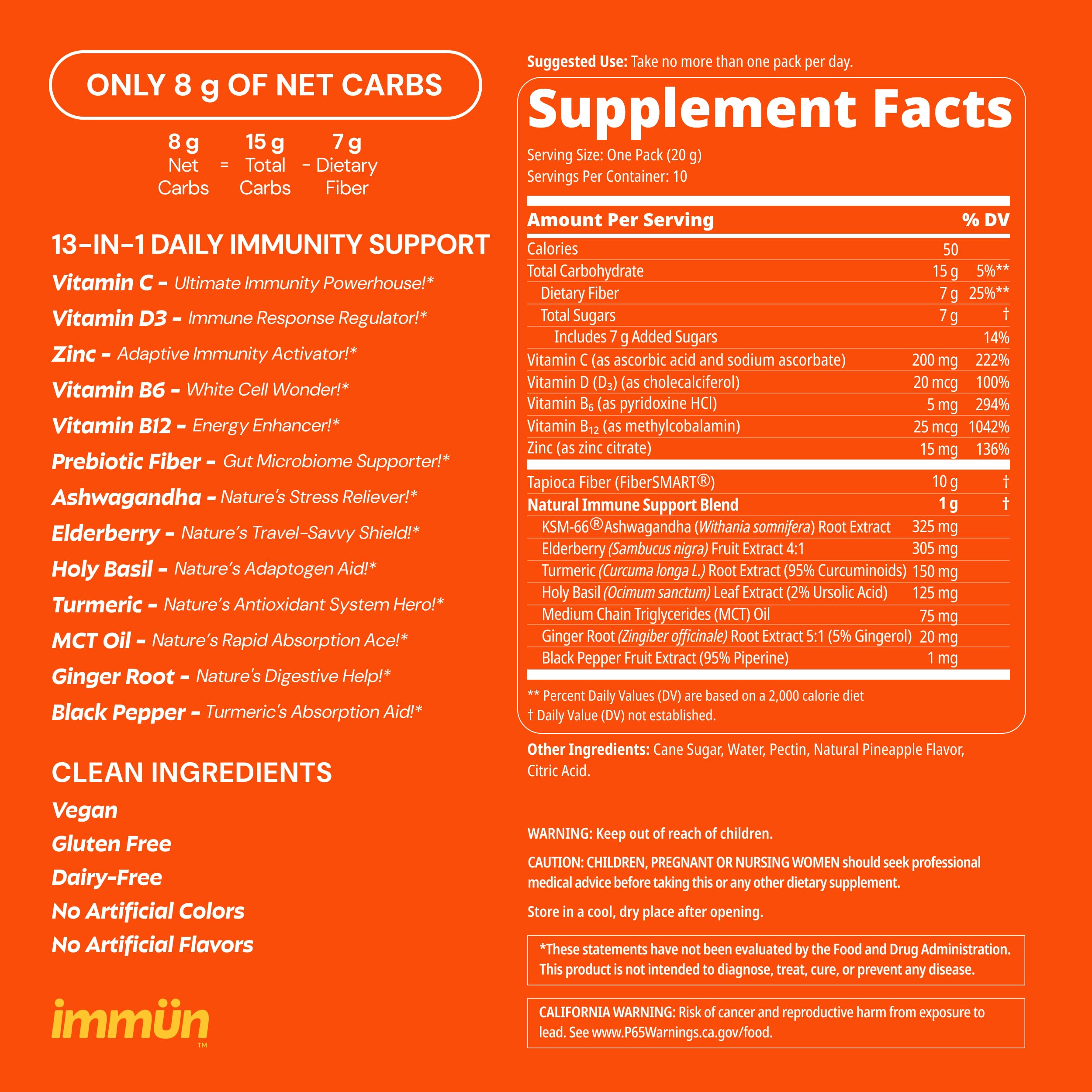 Grüns Immün Daily daily wellness Gummies 240g ingredients list