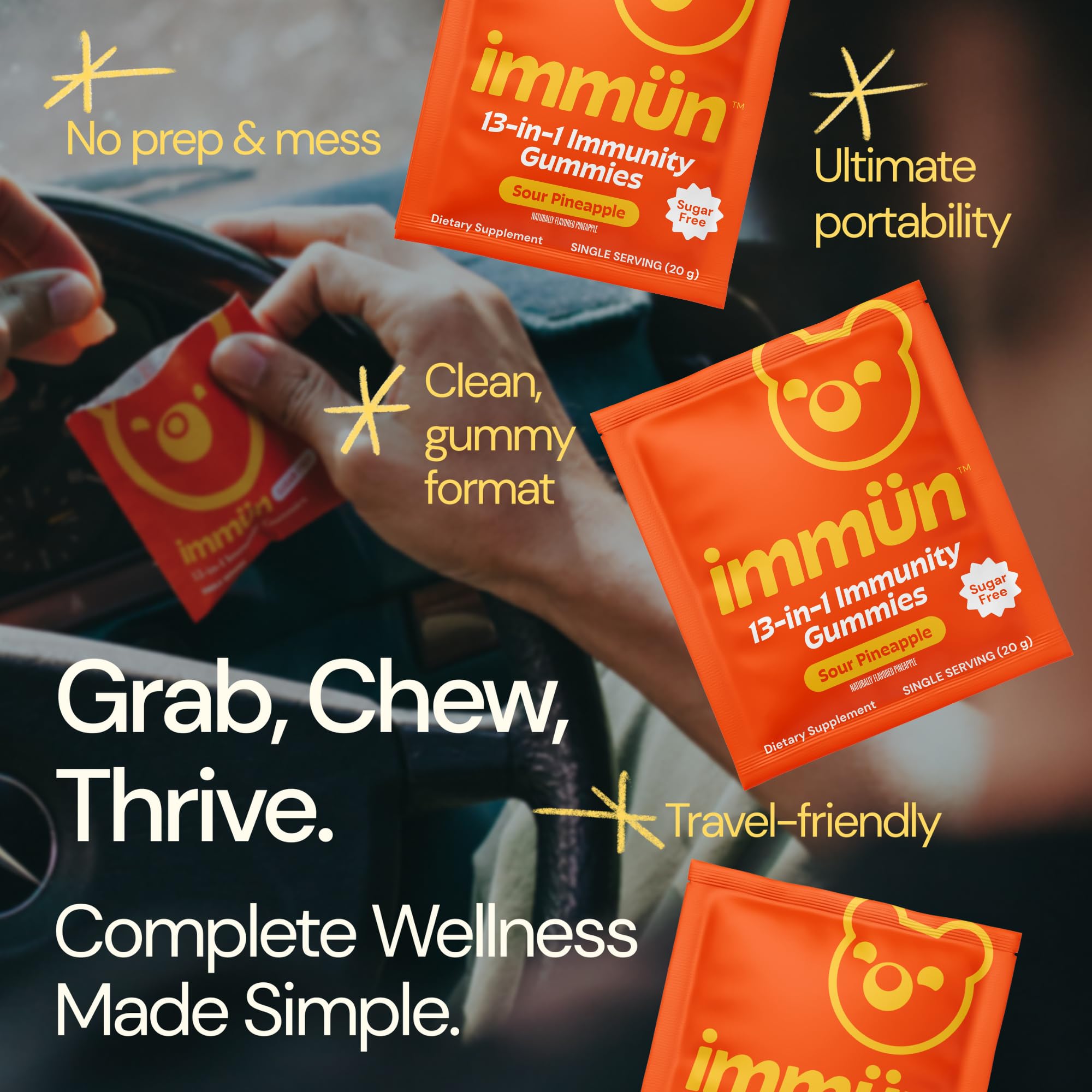 Grüns Immün Daily daily wellness Gummies sour pineapple flavour gummies