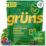 Grüns Super Greens Gummy Bears front view with packaging