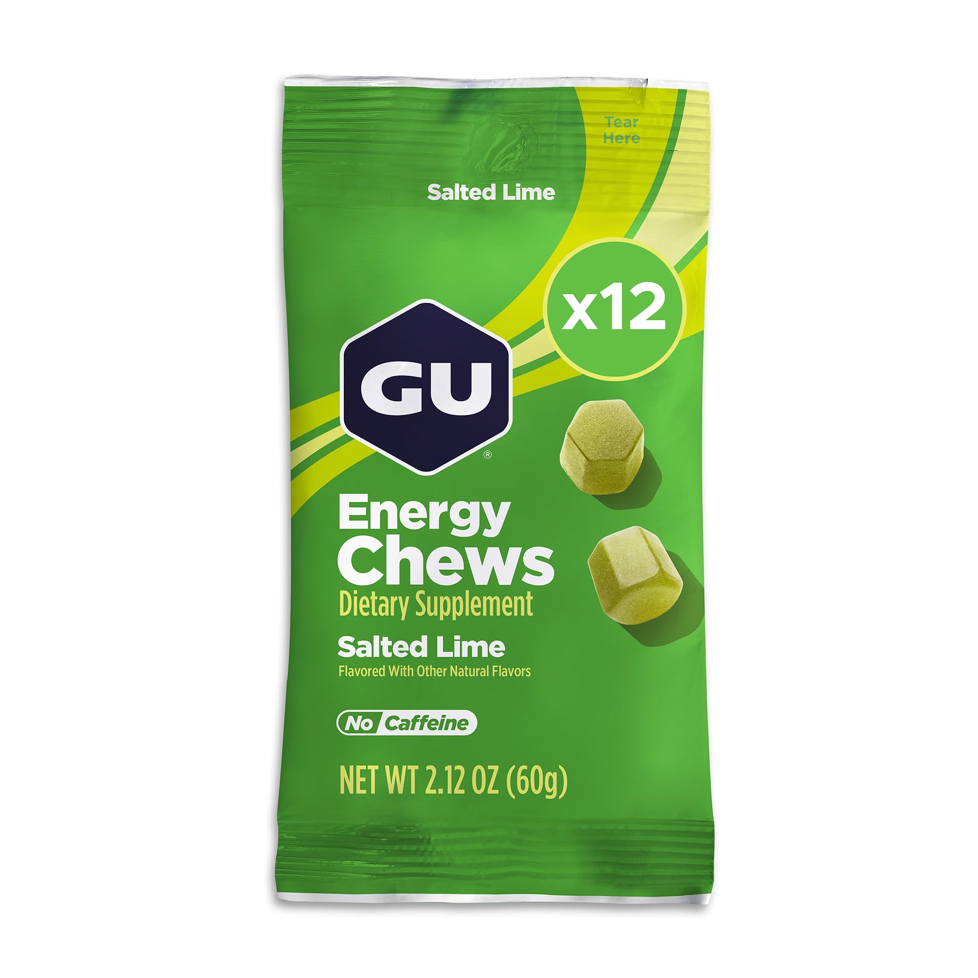 GU Energy Chews packaging front view with 16 gummy chews