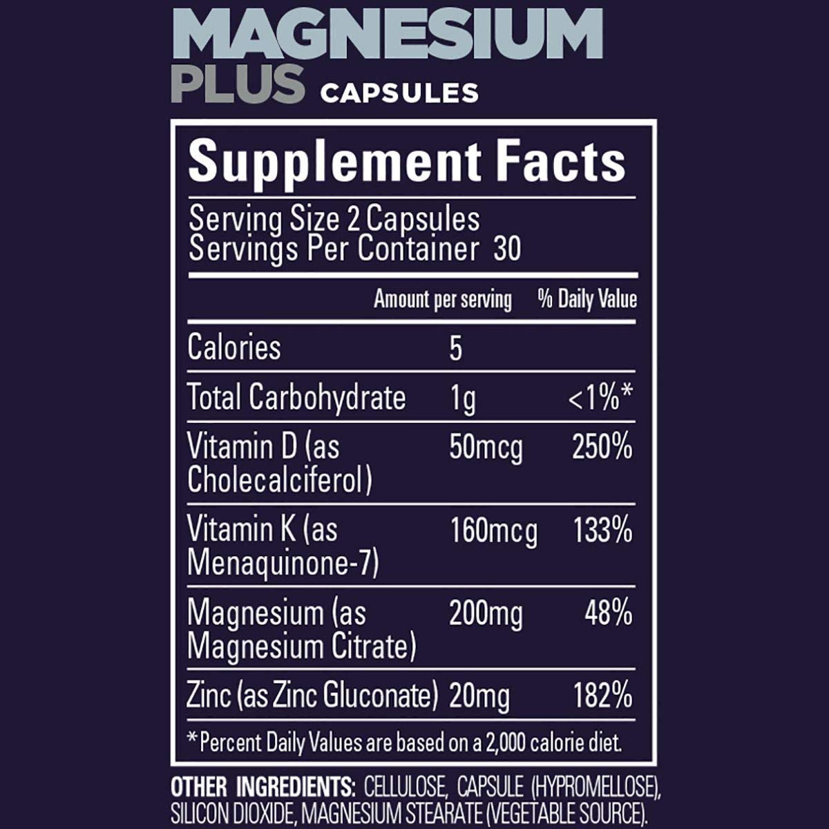 GU Energy Roctane Magnesium Plus Capsules side view showing supplement facts
