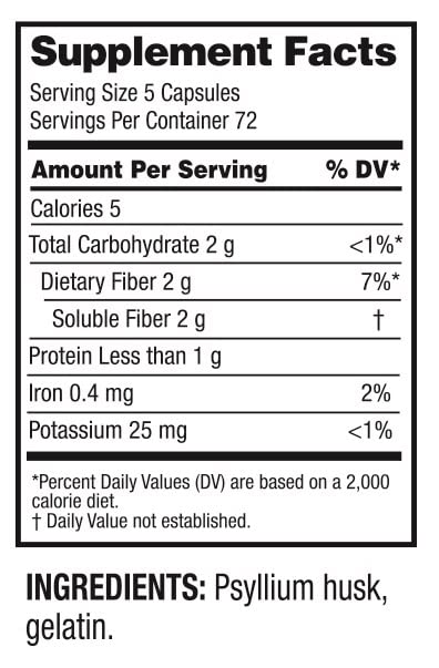 guardian Psyllium Husk Capsules open bottle displaying capsules