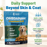 Guardian's Choice Omega-3 Soft Chews in a dog's bowl