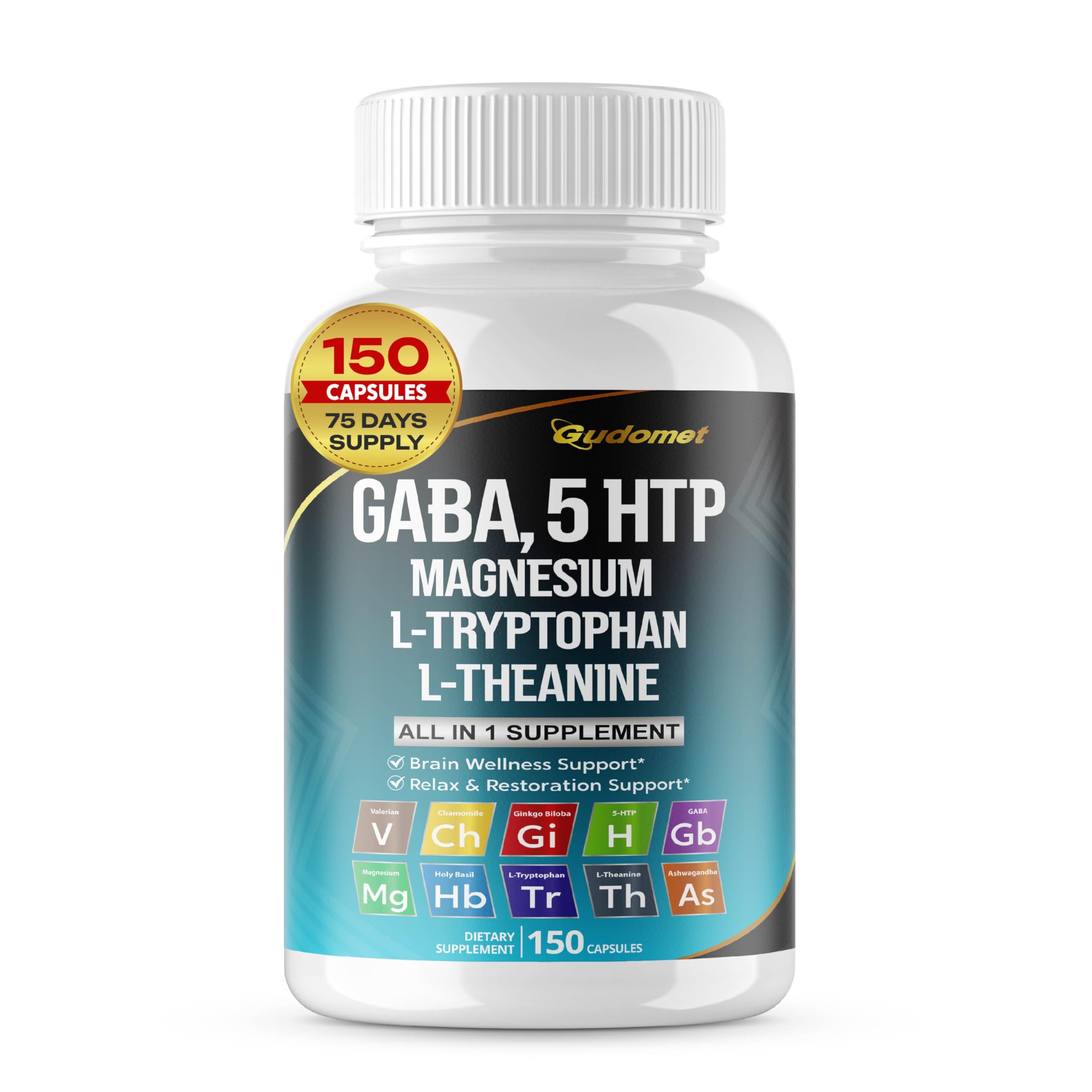 GUDOMET 5-HTP Ultra-Strength Supplement bottle front view