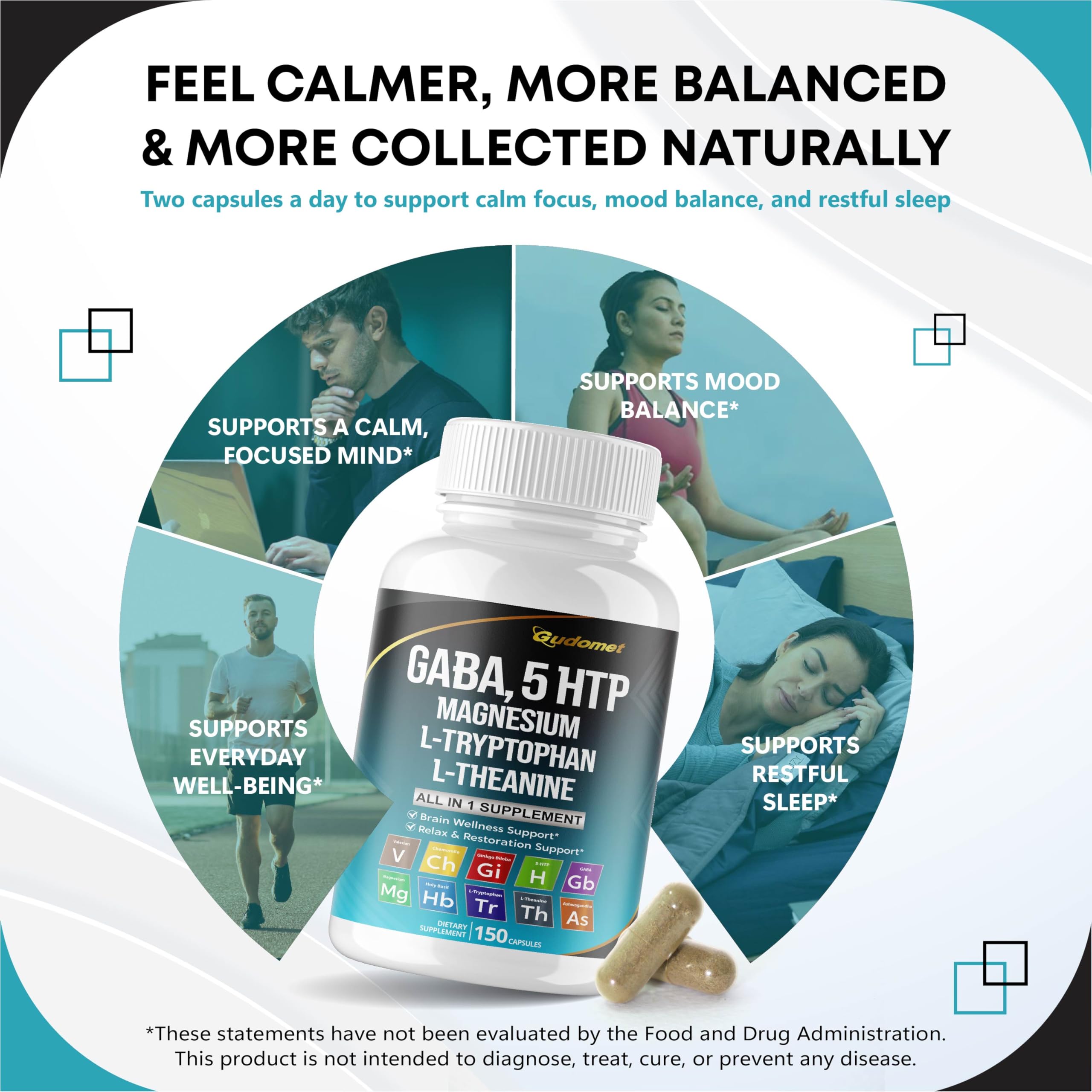 GUDOMET 5-HTP Ultra-Strength Supplement bottle side view