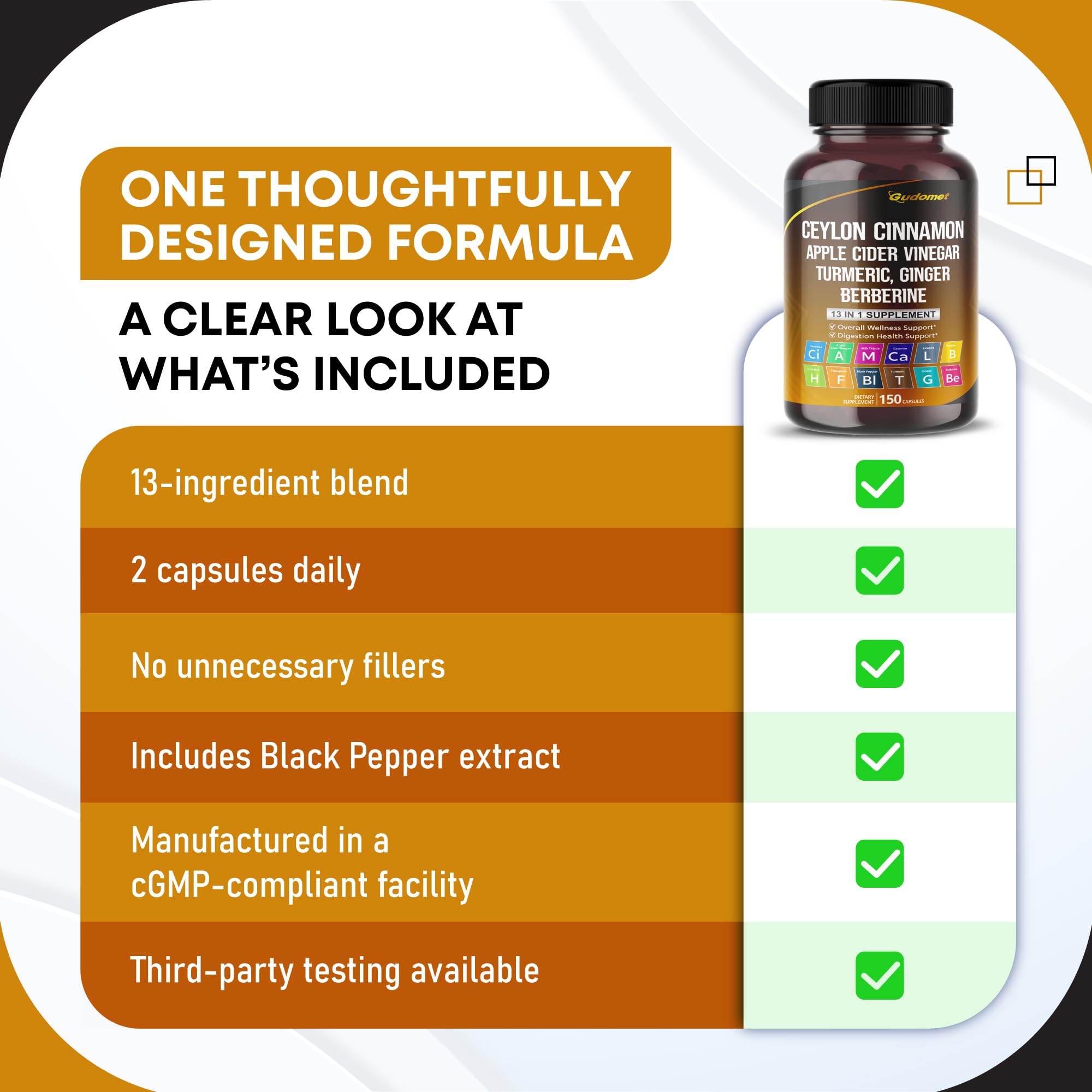 GUDOMET Cinnamon Supplement capsule size comparison