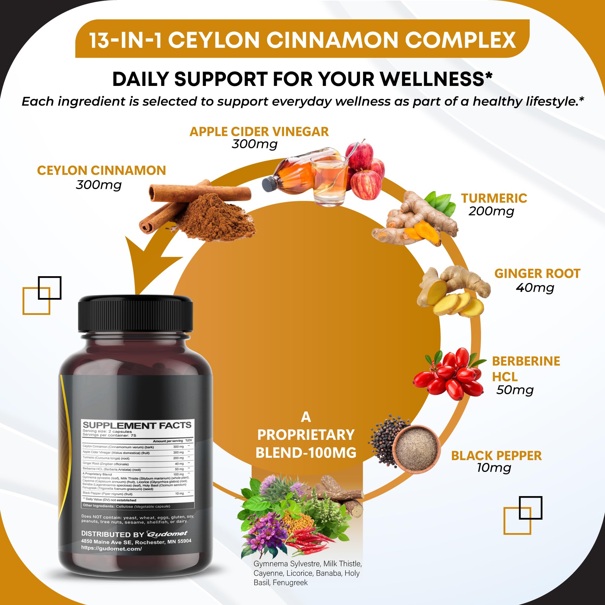 GUDOMET Cinnamon Supplement packaging side view