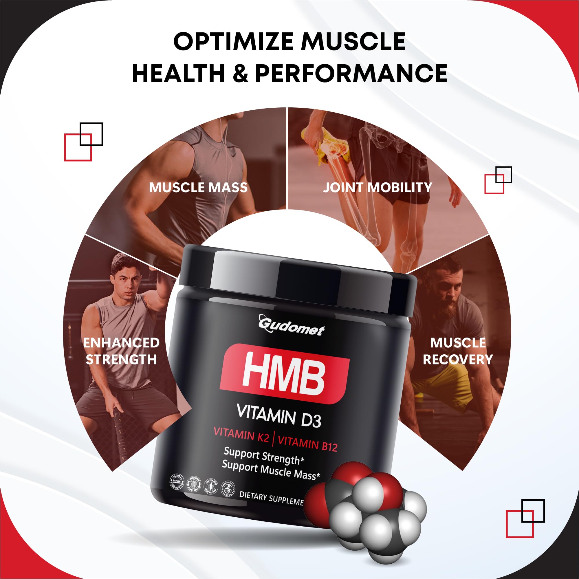 GUDOMET HMB Supplement capsules close-up on a white background