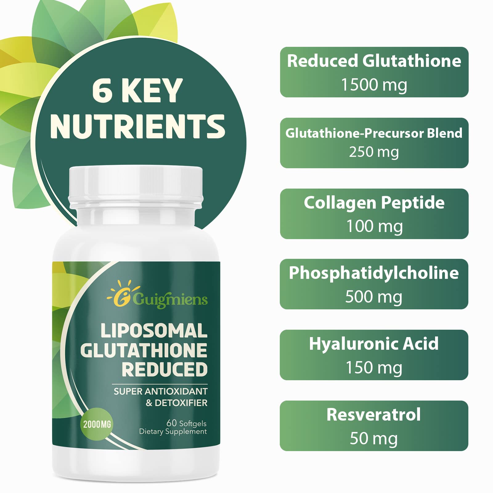 Guigmiens Liposomal Glutathione 2000 MG softgels packaging