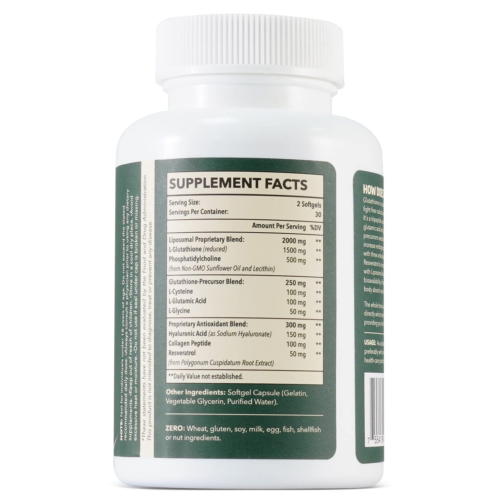 Guigmiens Liposomal Glutathione 2000 MG softgels with a glass of water