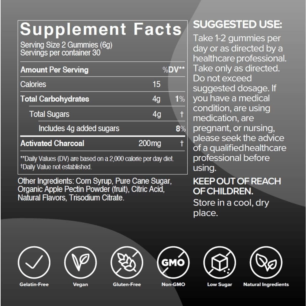 Gumi Activated Charcoal Gummies showing açaí flavour