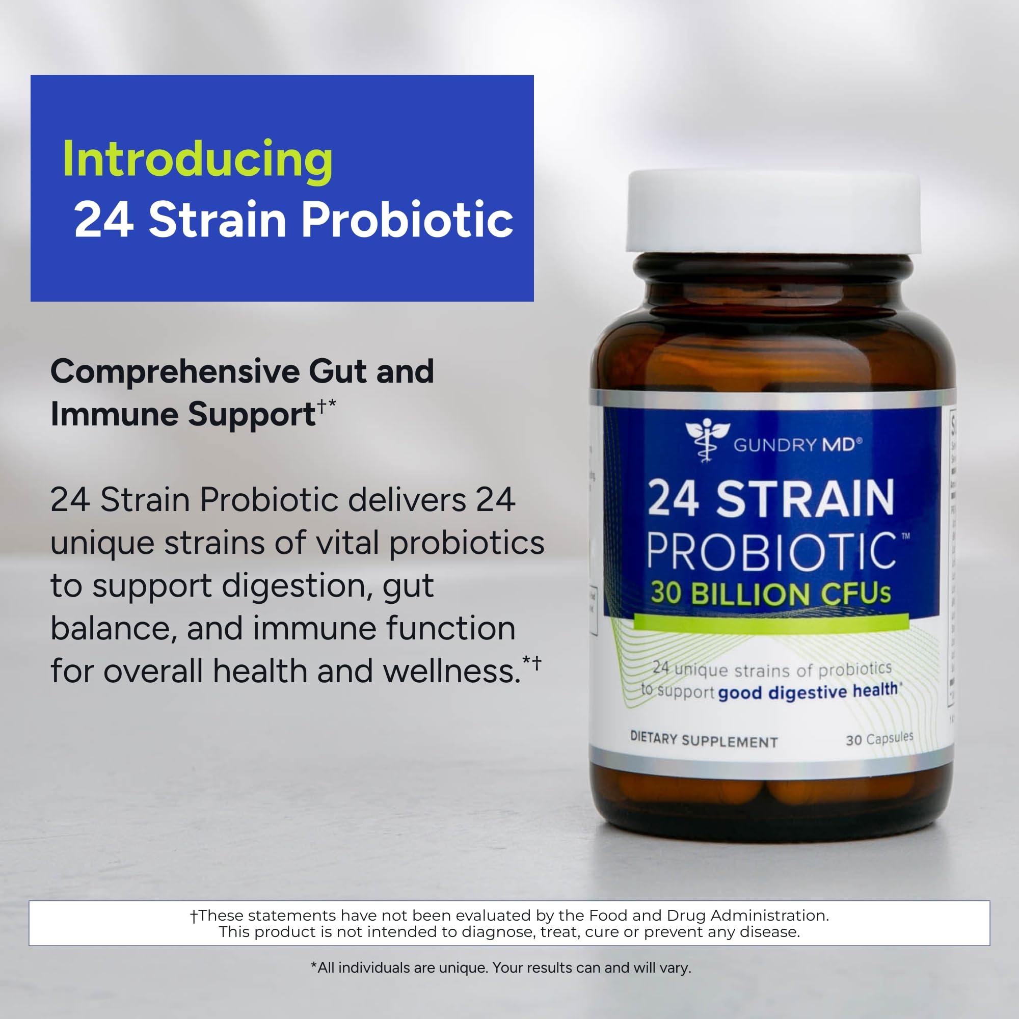 Gundry MD 24 Strain Probiotic Supplement side view