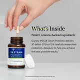 Gundry MD 24 Strain Probiotic Supplement with a glass of water