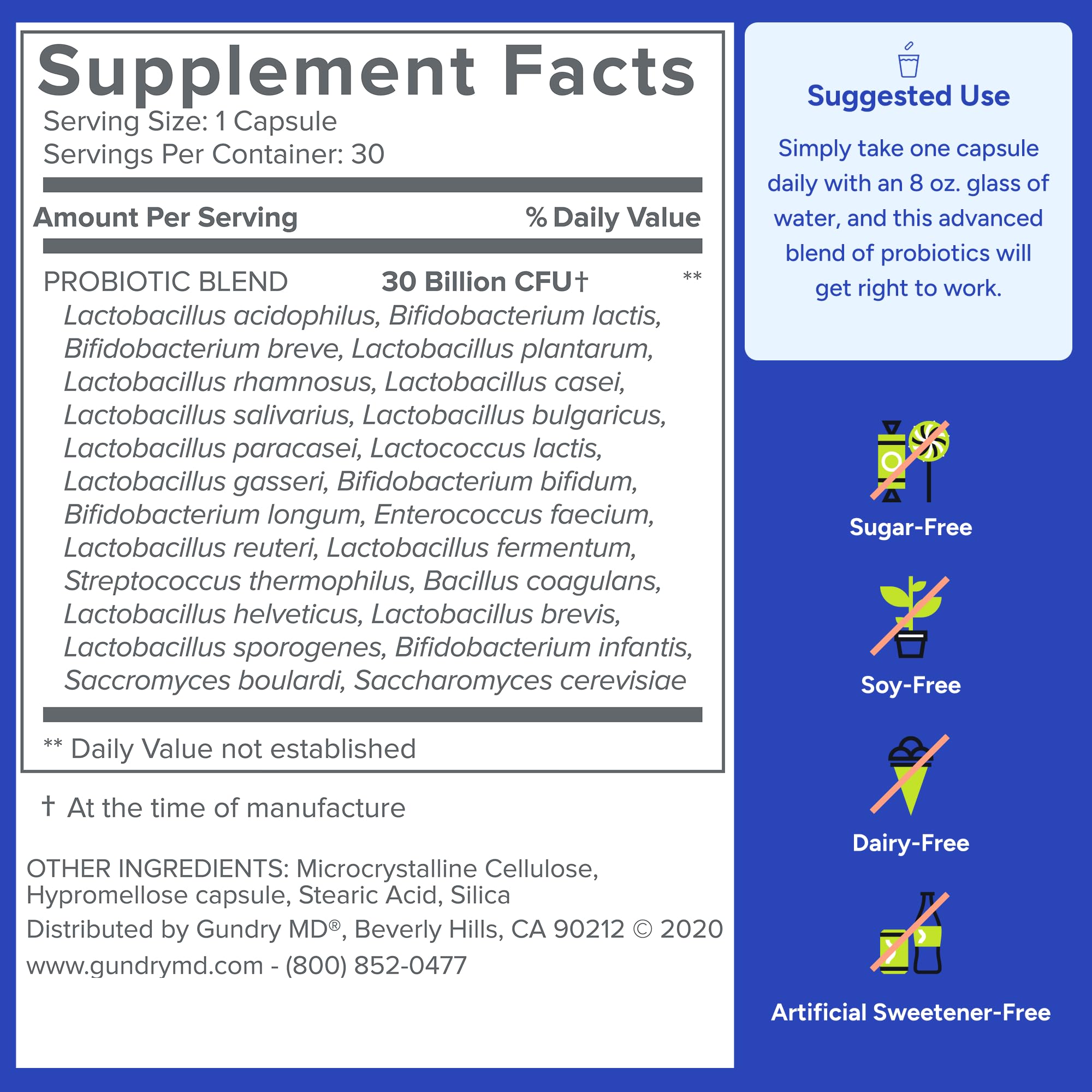 Gundry MD 24 Strain Probiotic Supplement with a measuring spoon
