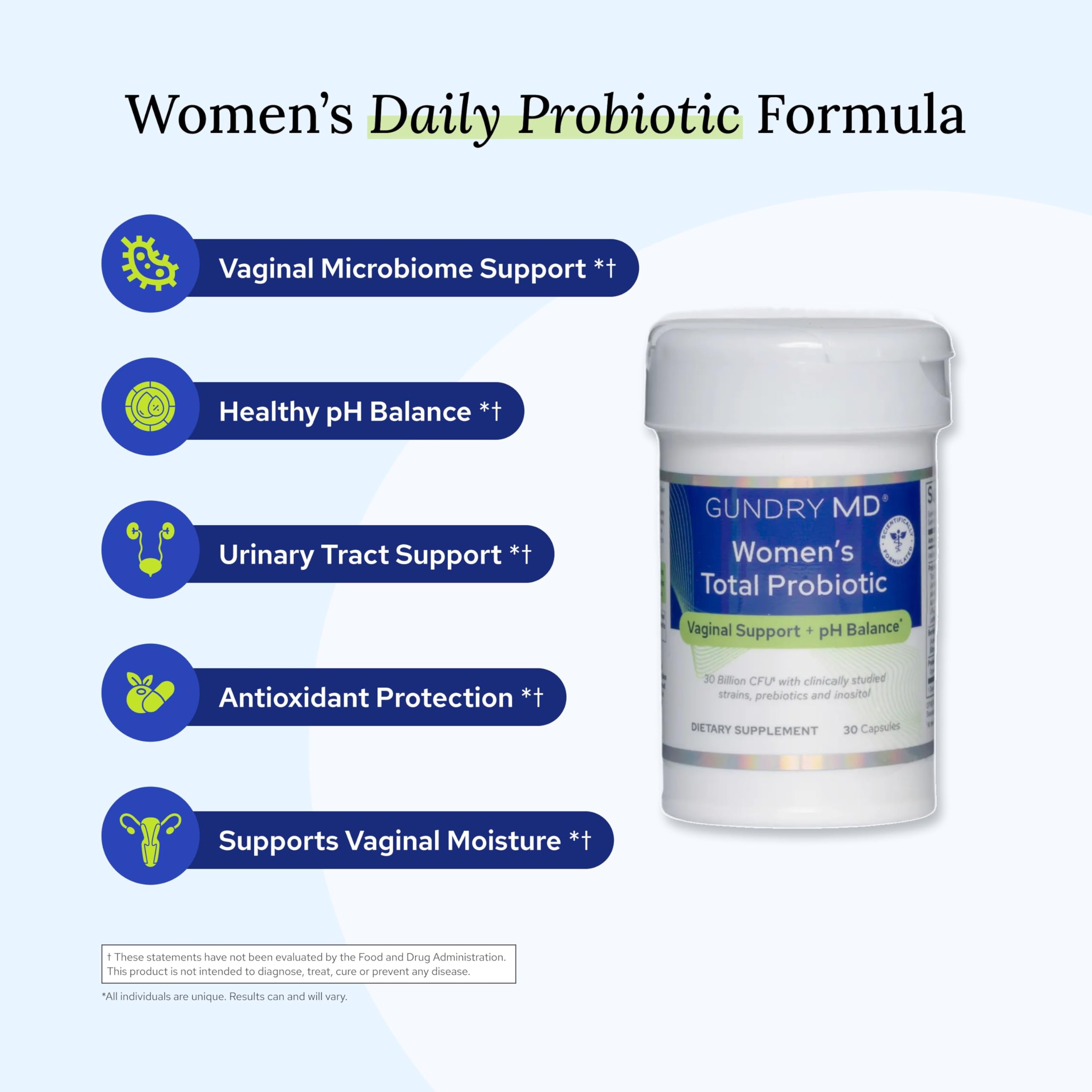 Gundry MD Women's Total Probiotic capsules on a wooden table